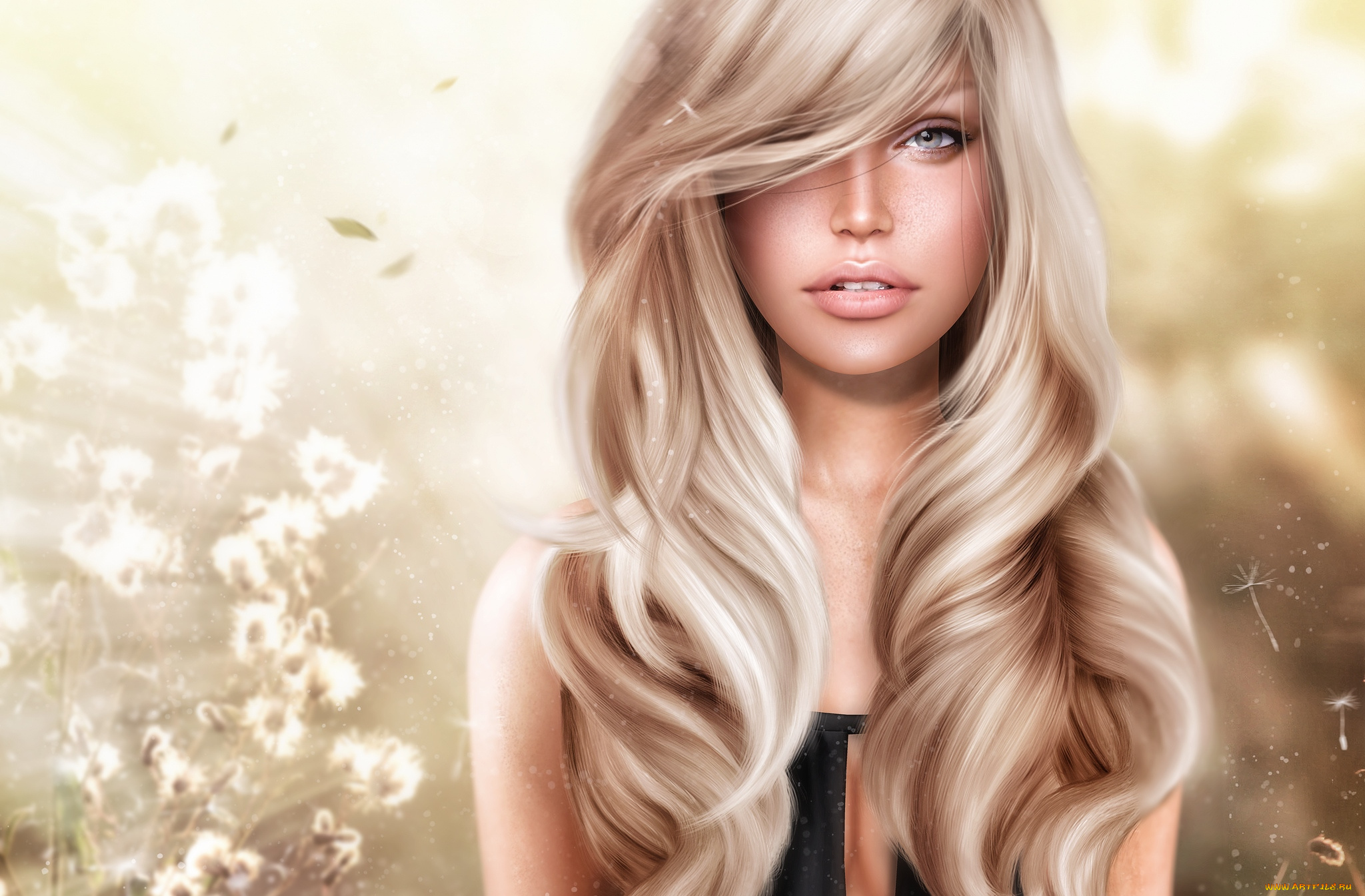 3д, графика, portraits, портрет, блондинка