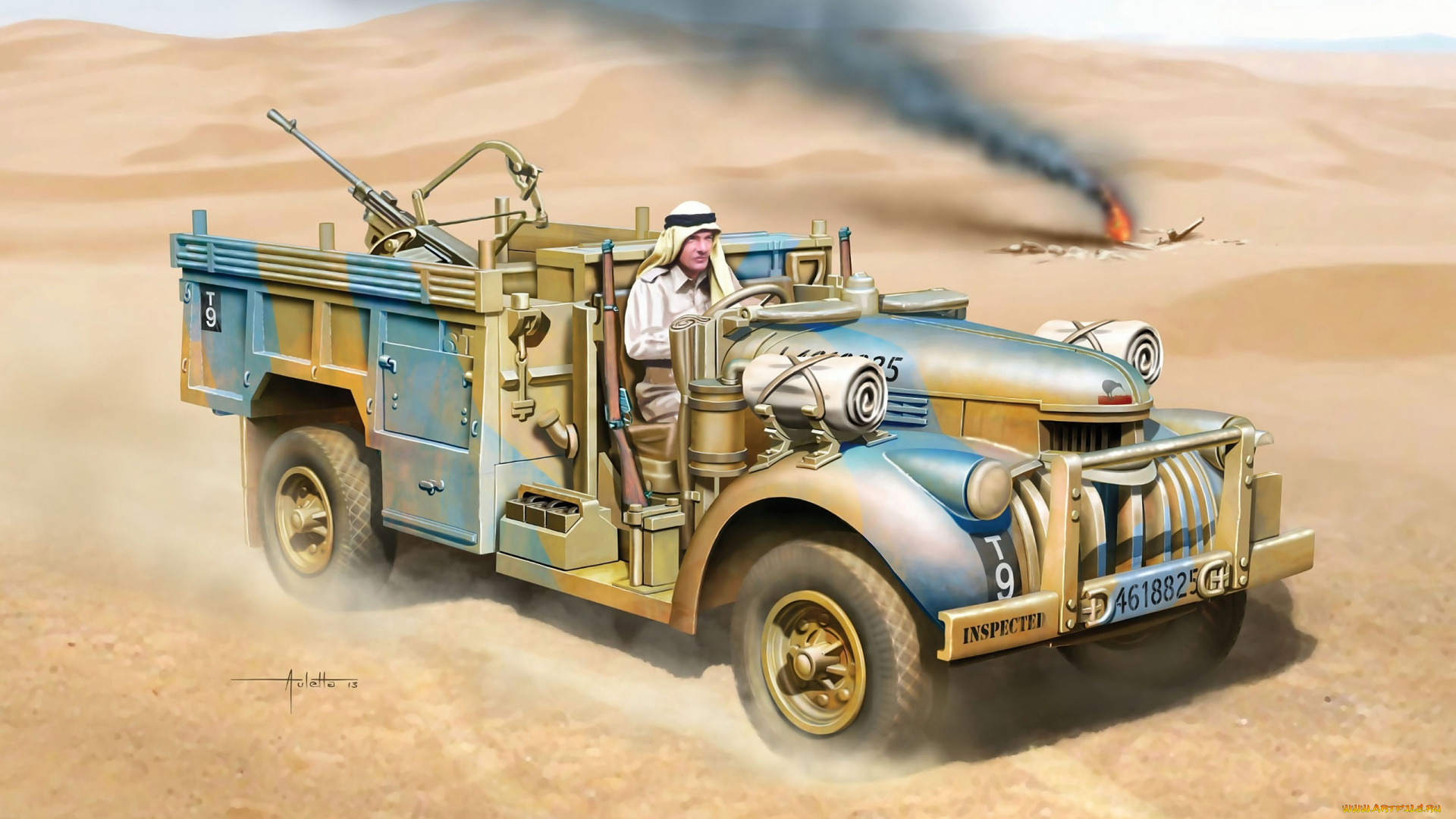 рисованные, армия, пустыня, автомобиль, оружие