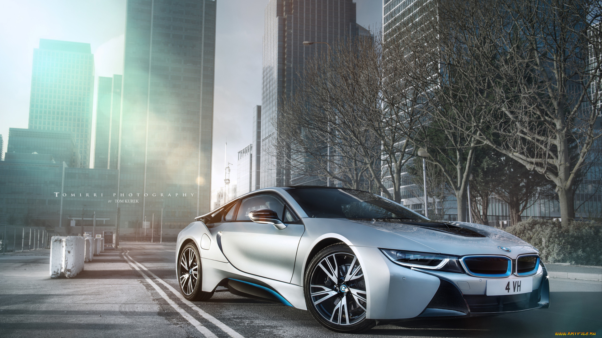 автомобили, bmw, город, дома, свет, блики, i8