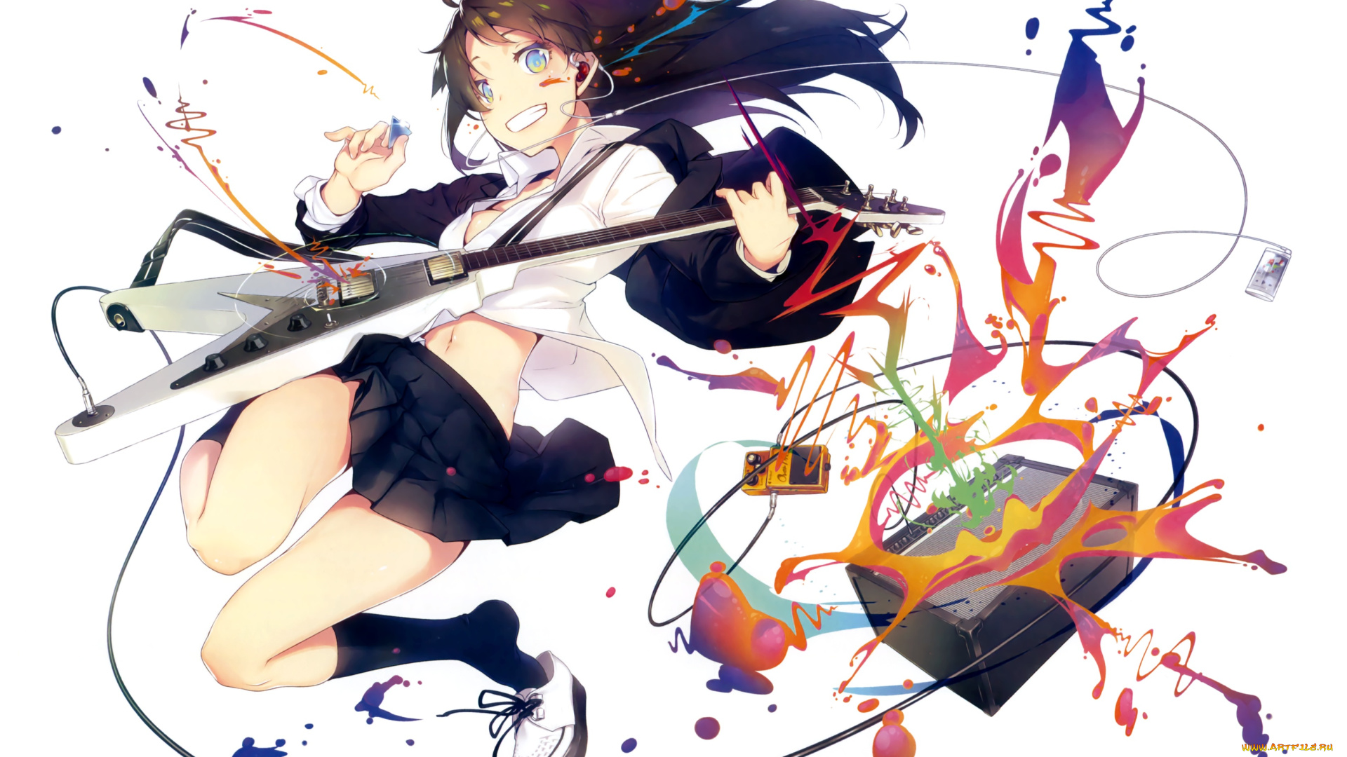 аниме, музыка, девушка, гитара