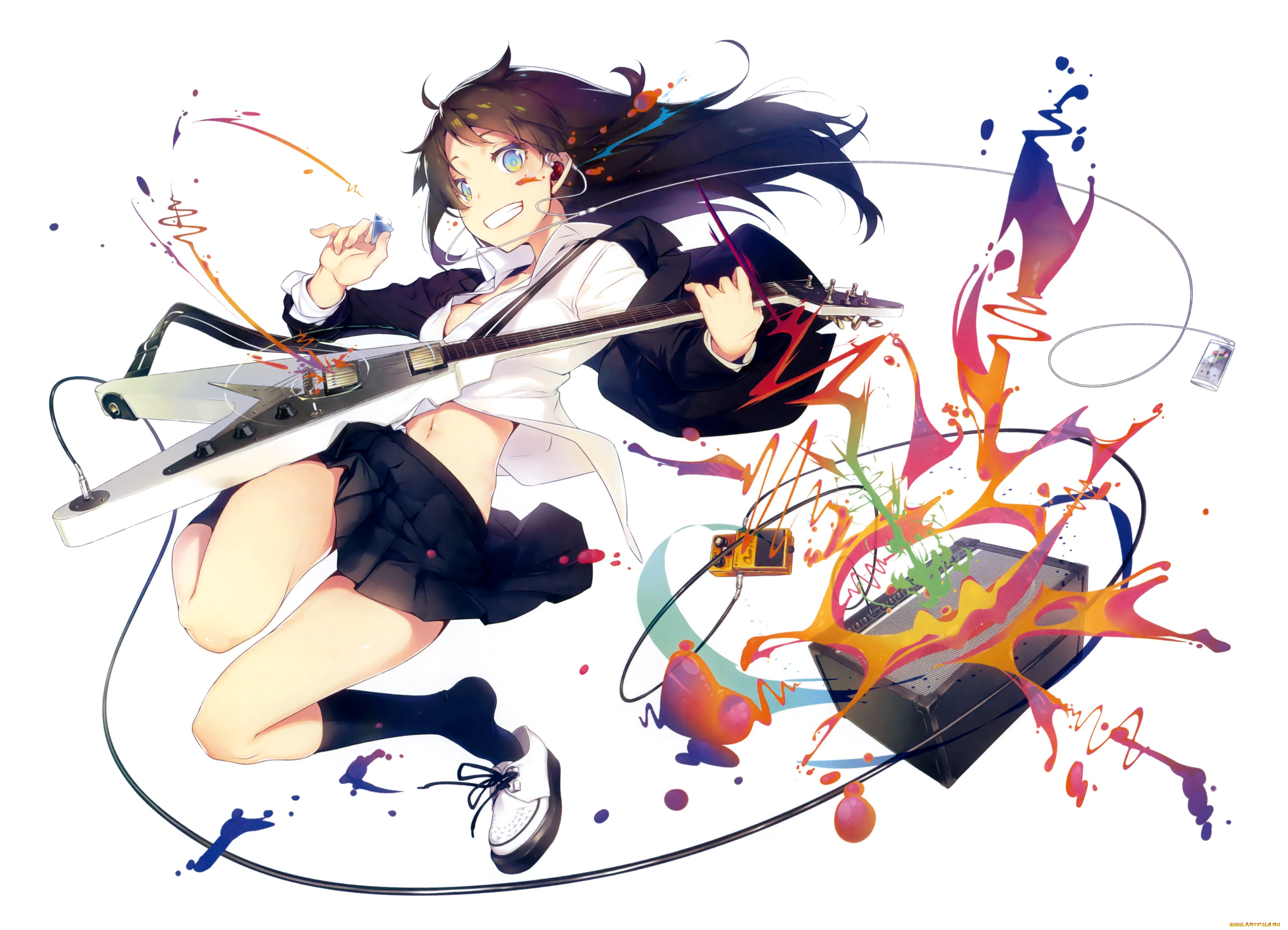 аниме, музыка, девушка, гитара