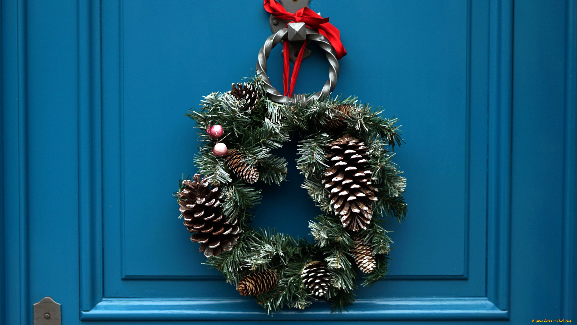 праздничные, украшения, венок, шишки