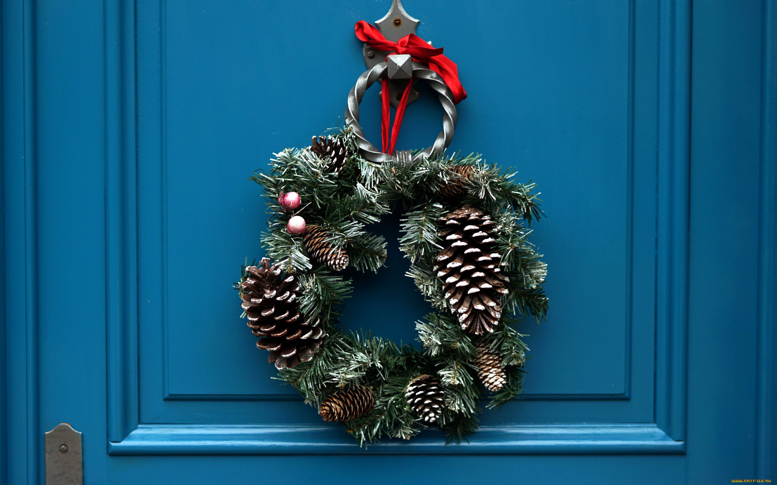 праздничные, украшения, венок, шишки