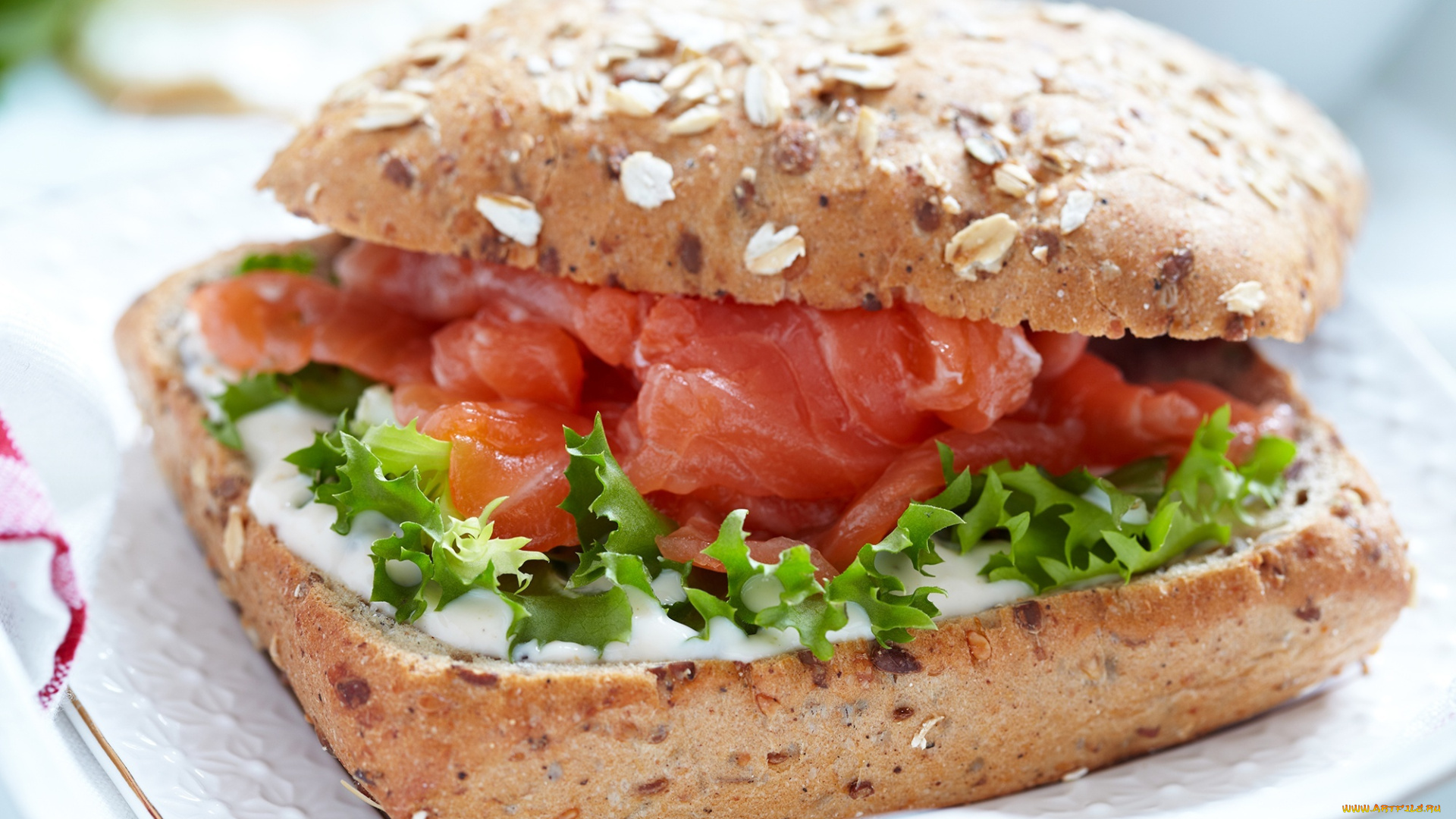 еда, бутерброды, , гамбургеры, , канапе, форель, сэндвич, салат