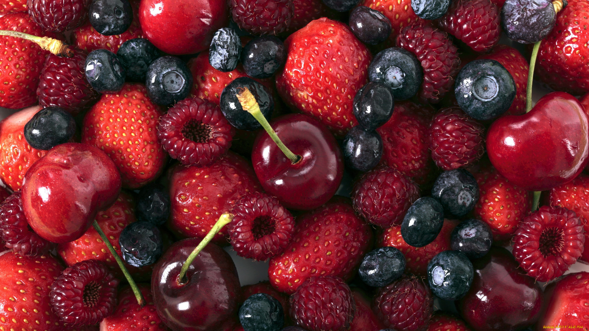 еда, фрукты, , ягоды, вишня, черника, малина, клубника