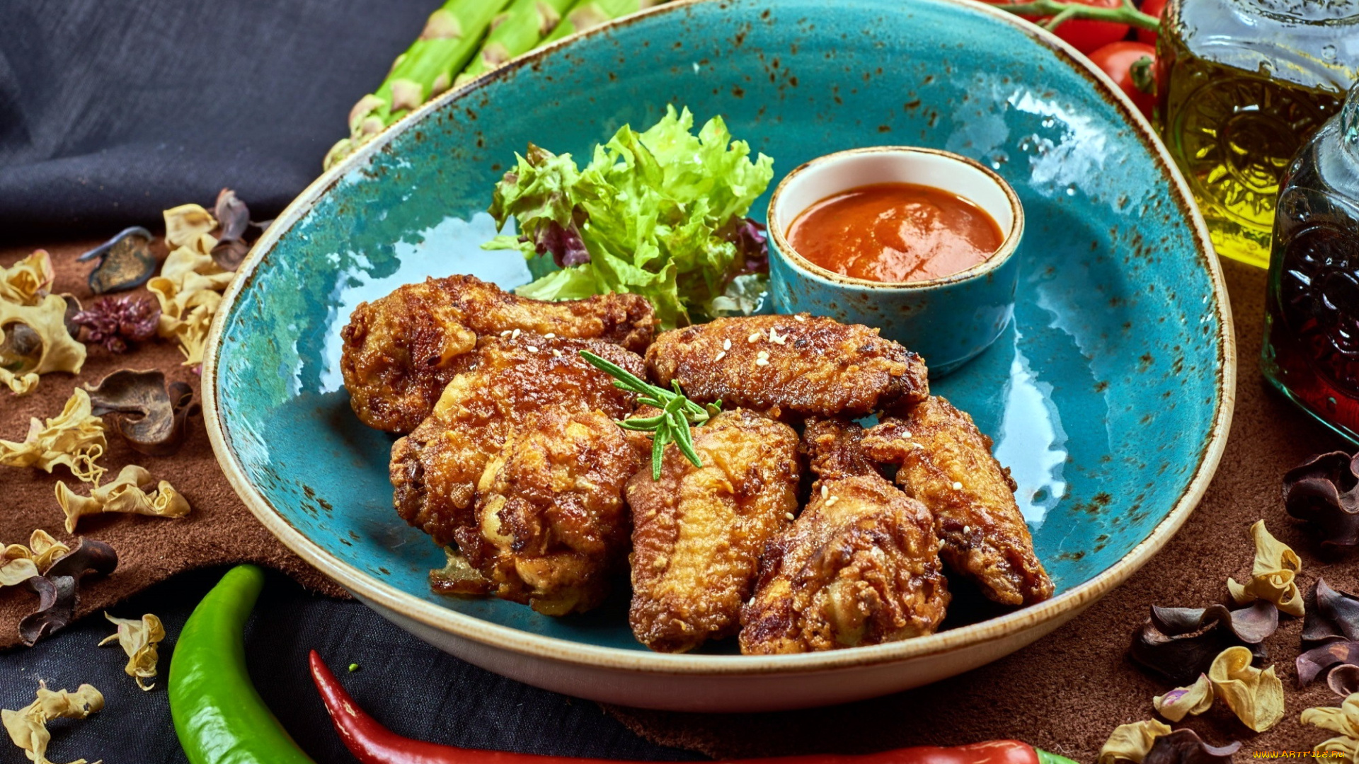 еда, мясные, блюда, курица, соус, помидоры, томаты