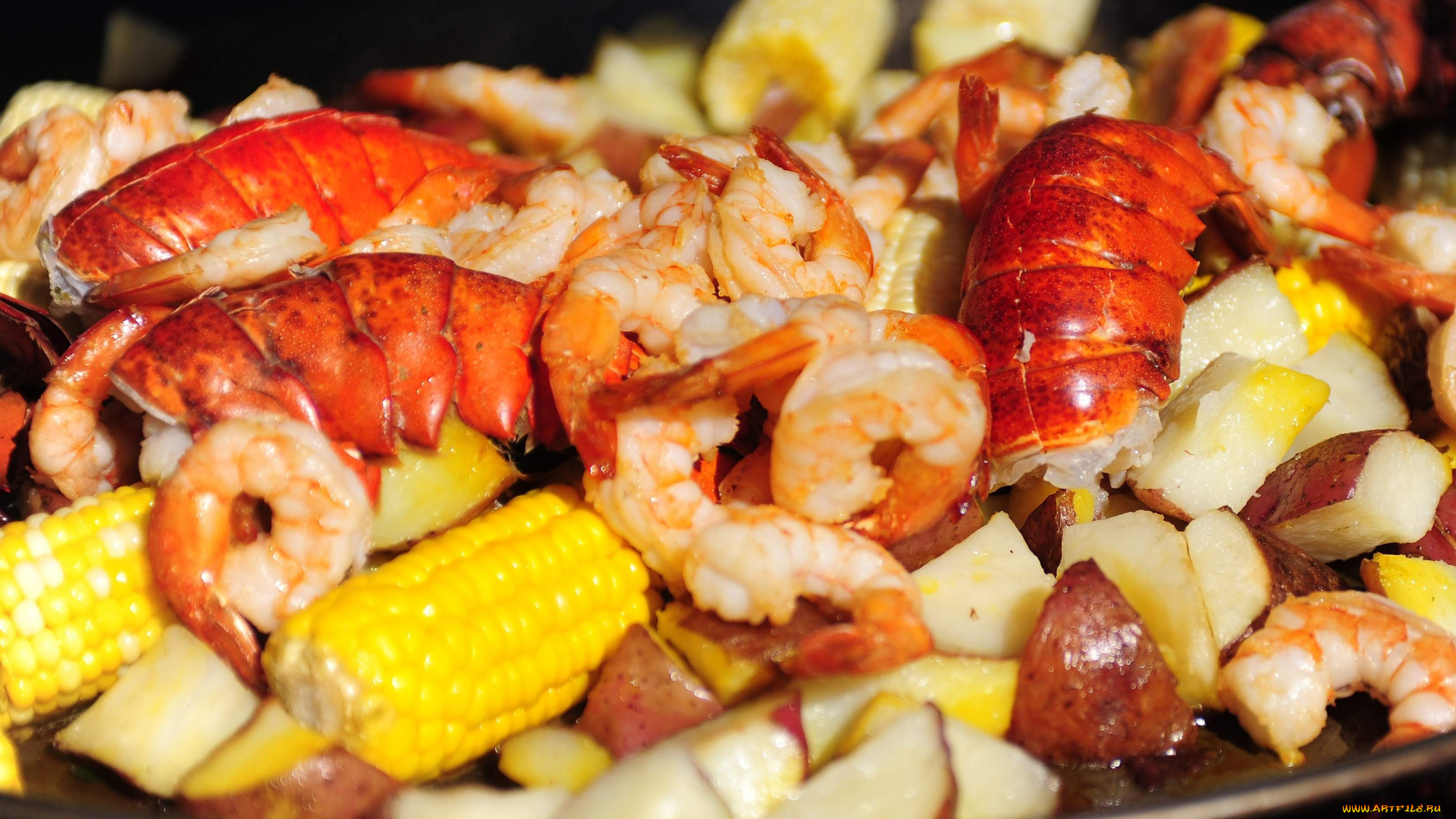 еда, рыбные, блюда, , с, морепродуктами, креветки