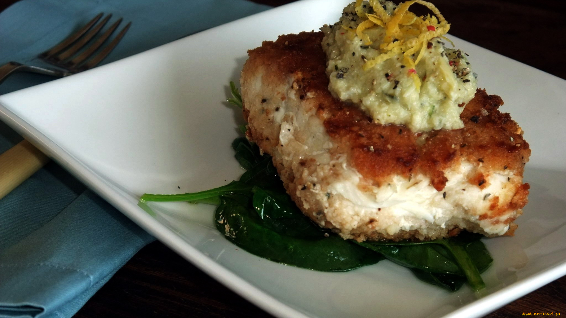 еда, рыбные, блюда, , с, морепродуктами, палтус