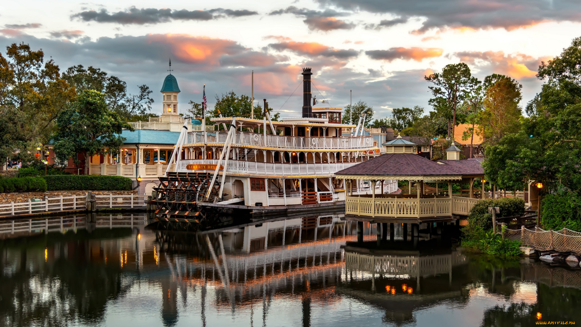 корабли, пароходы, река, пар