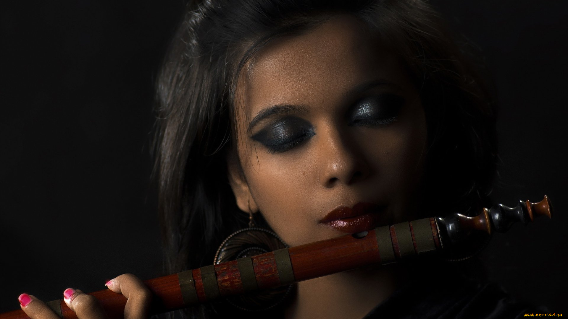 музыка, -другое, девушка, лицо, флейта