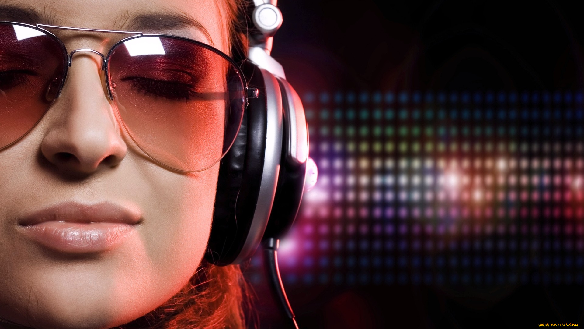музыка, -другое, лицо, девушка, наушники, очки