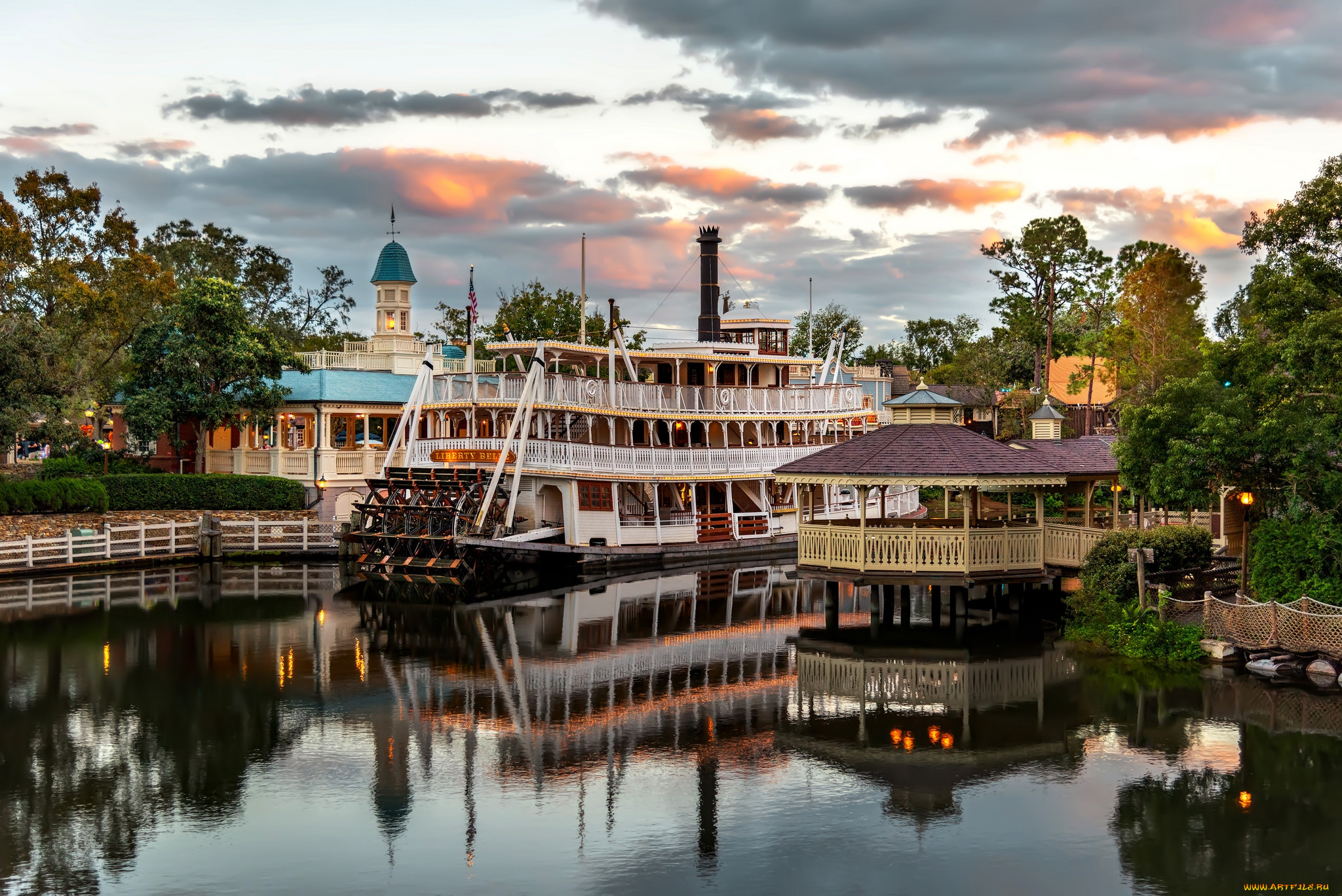 корабли, пароходы, река, пар