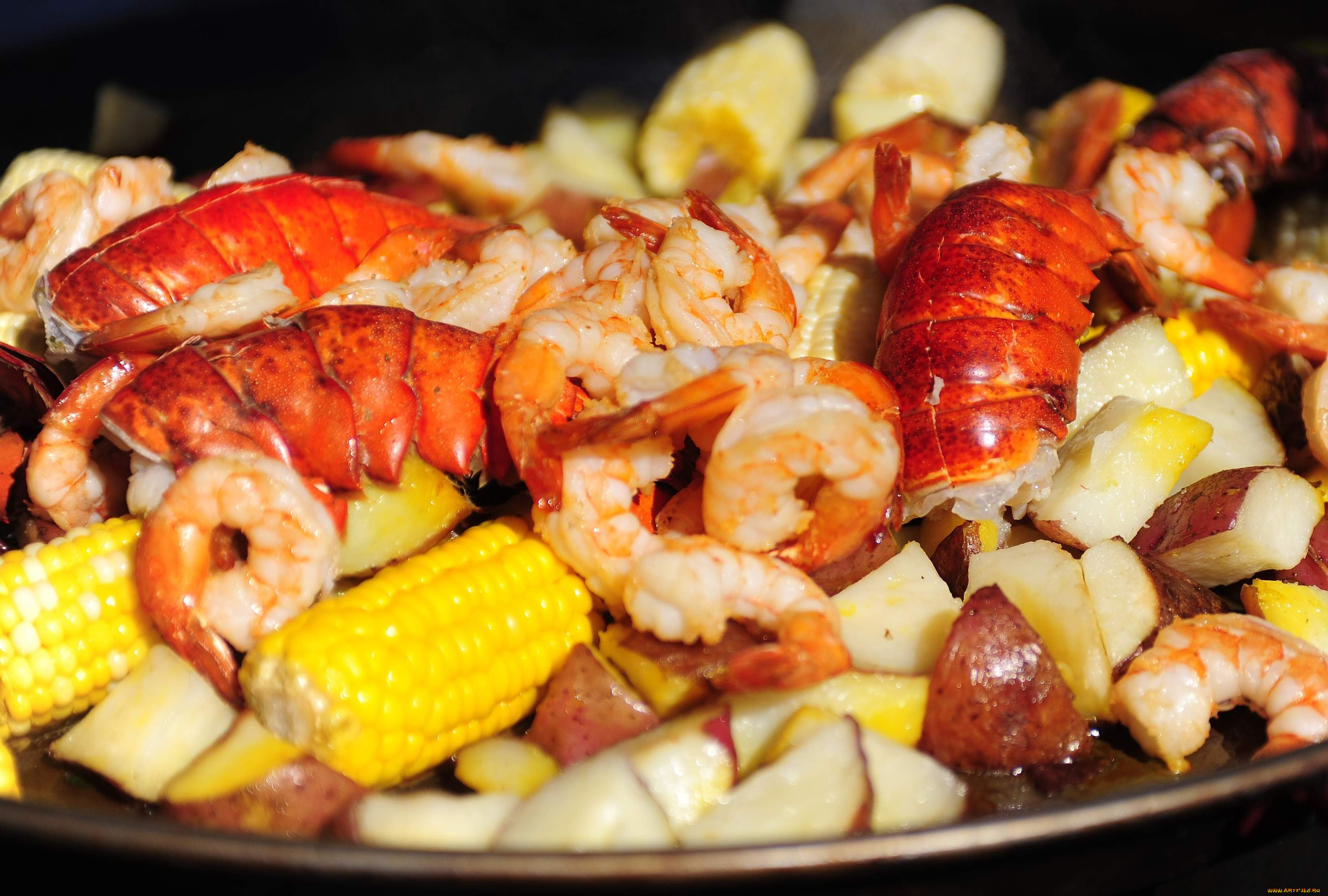 еда, рыбные, блюда, , с, морепродуктами, креветки