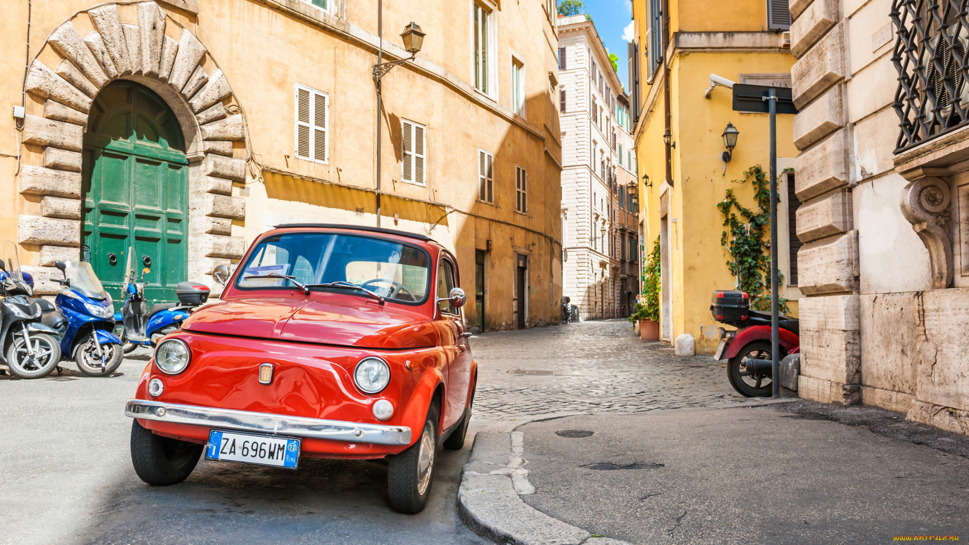 fiat-, 500, автомобили, выставки, и, уличные, фото, улица, красный, автомобиль, рим, fiat-, 500