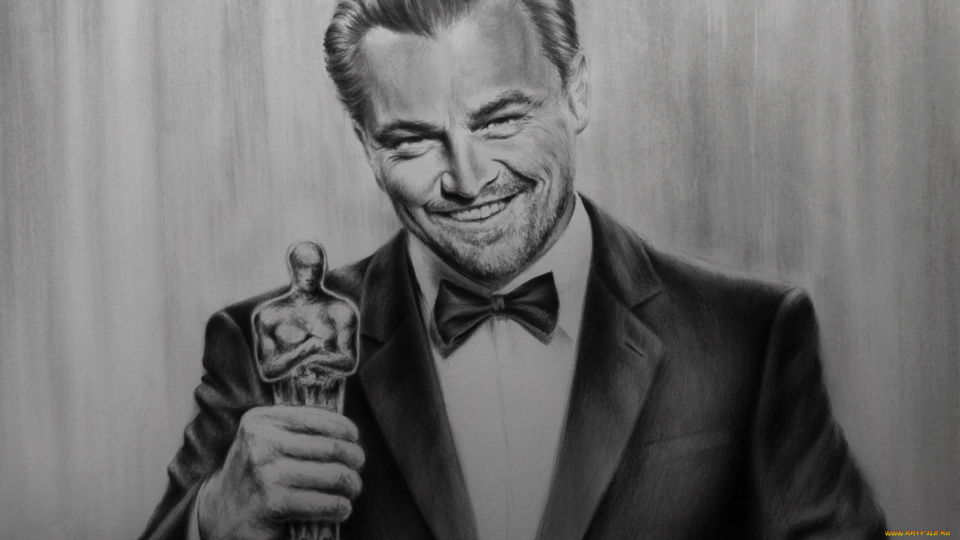 рисованное, люди, мужчина, фон, взгляд, улыбка, статуэтка