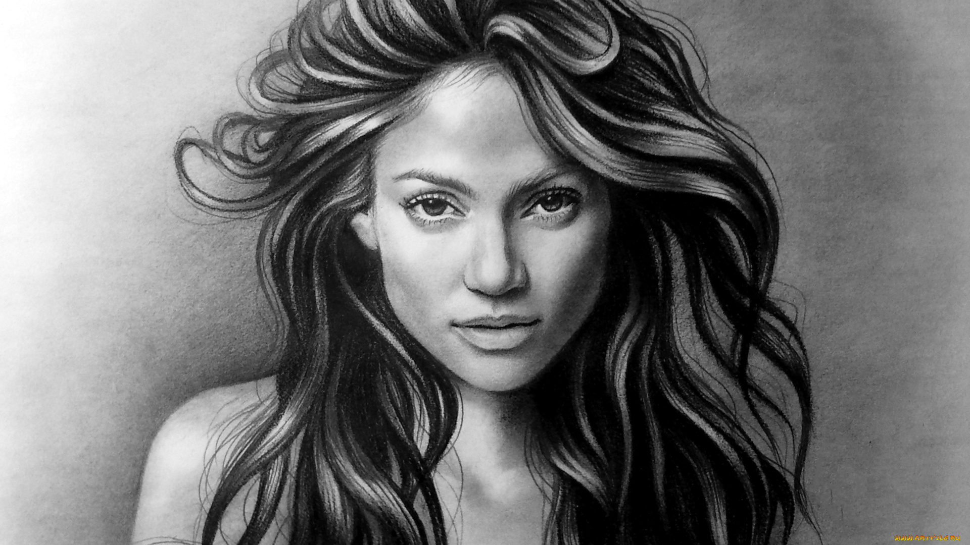 рисованное, люди, взгляд, фон, девушка