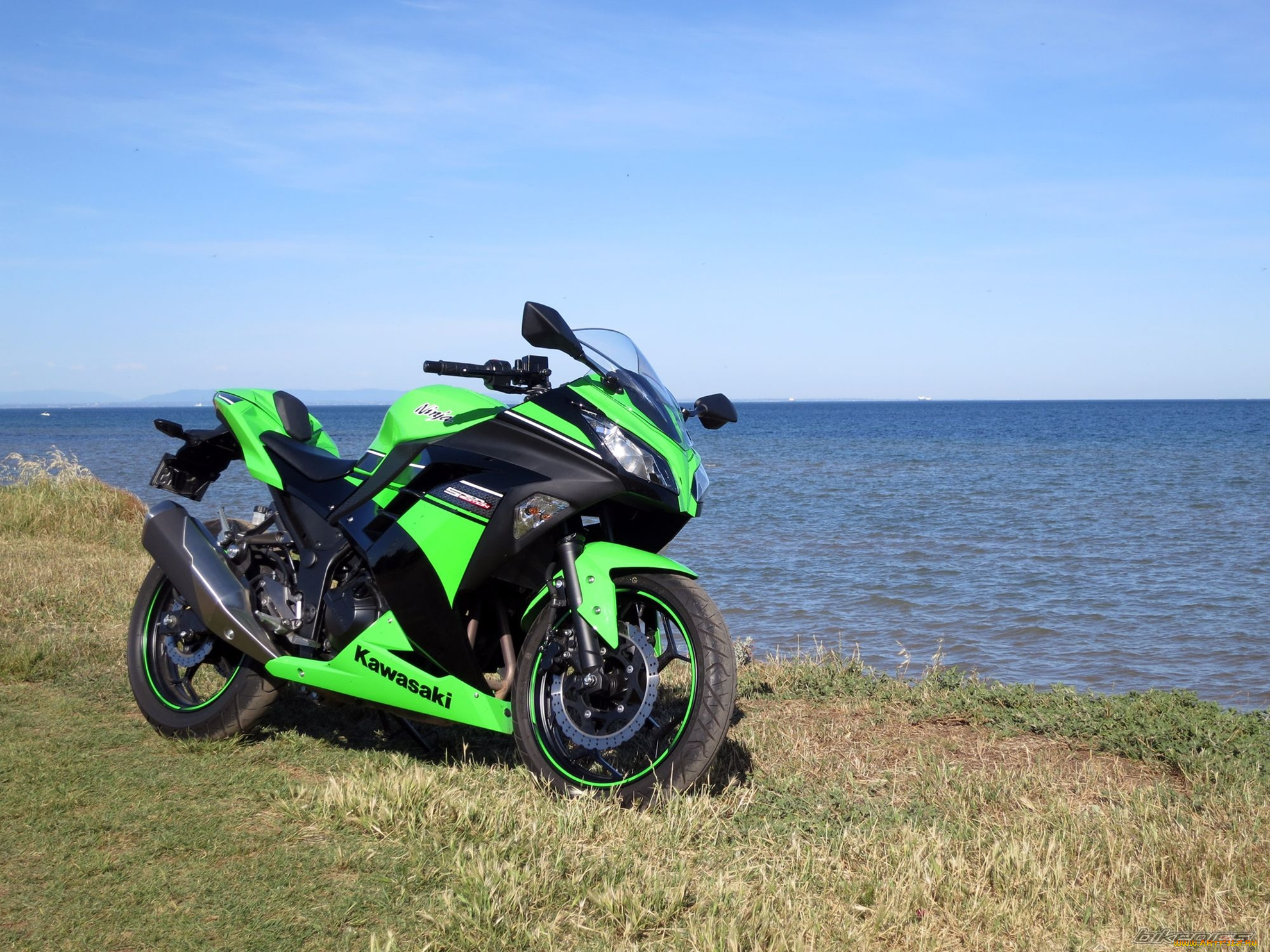 kawasaki, ninja, мотоциклы, kawasaki, мотоцикл, ninja, море, берег