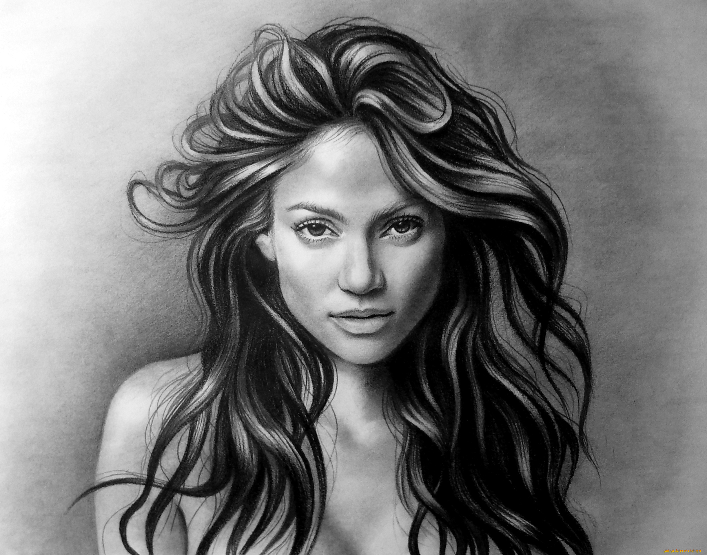 рисованное, люди, взгляд, фон, девушка