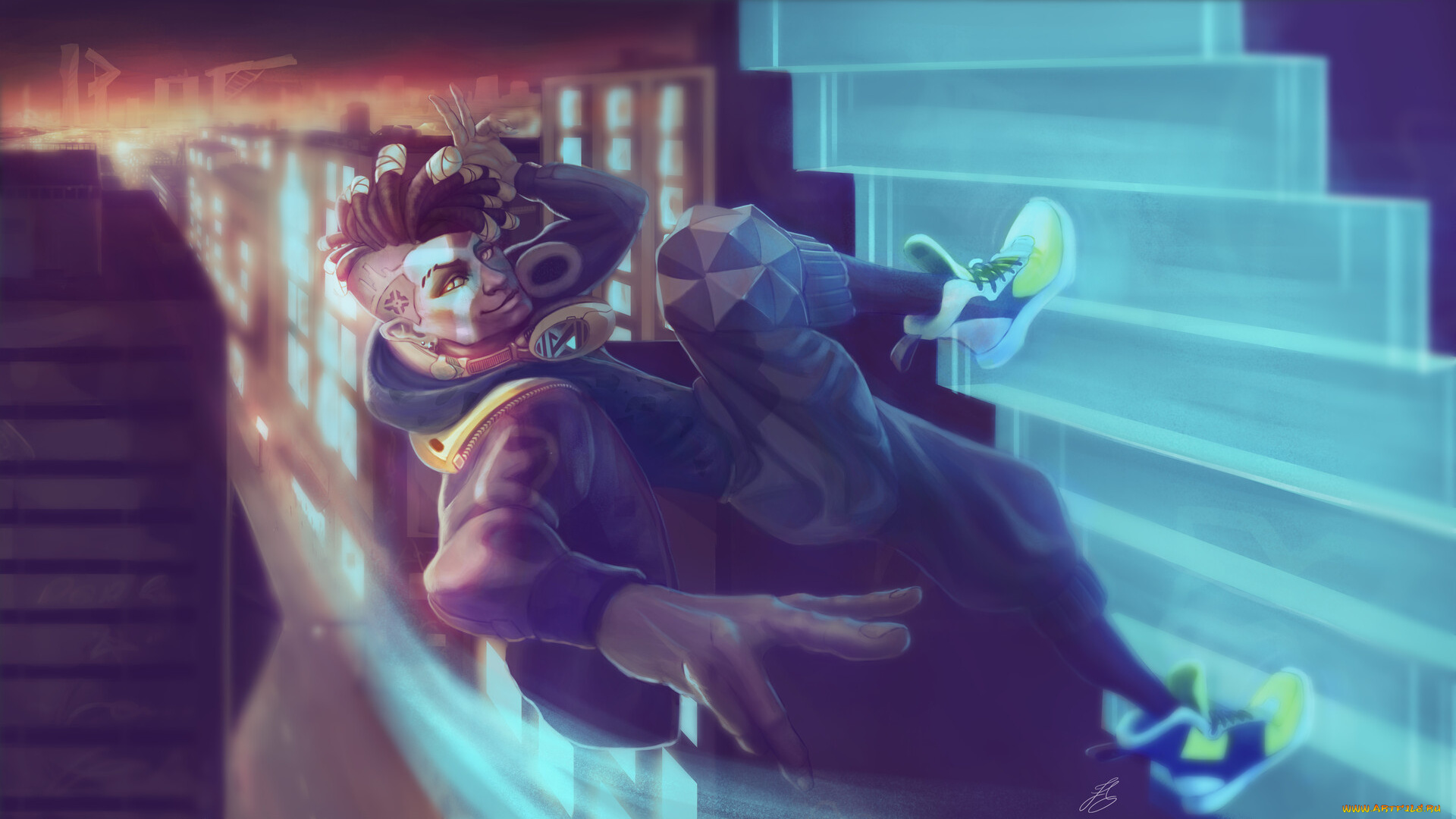 видео, игры, league, of, legends, парень, улица, дома, город, ekko