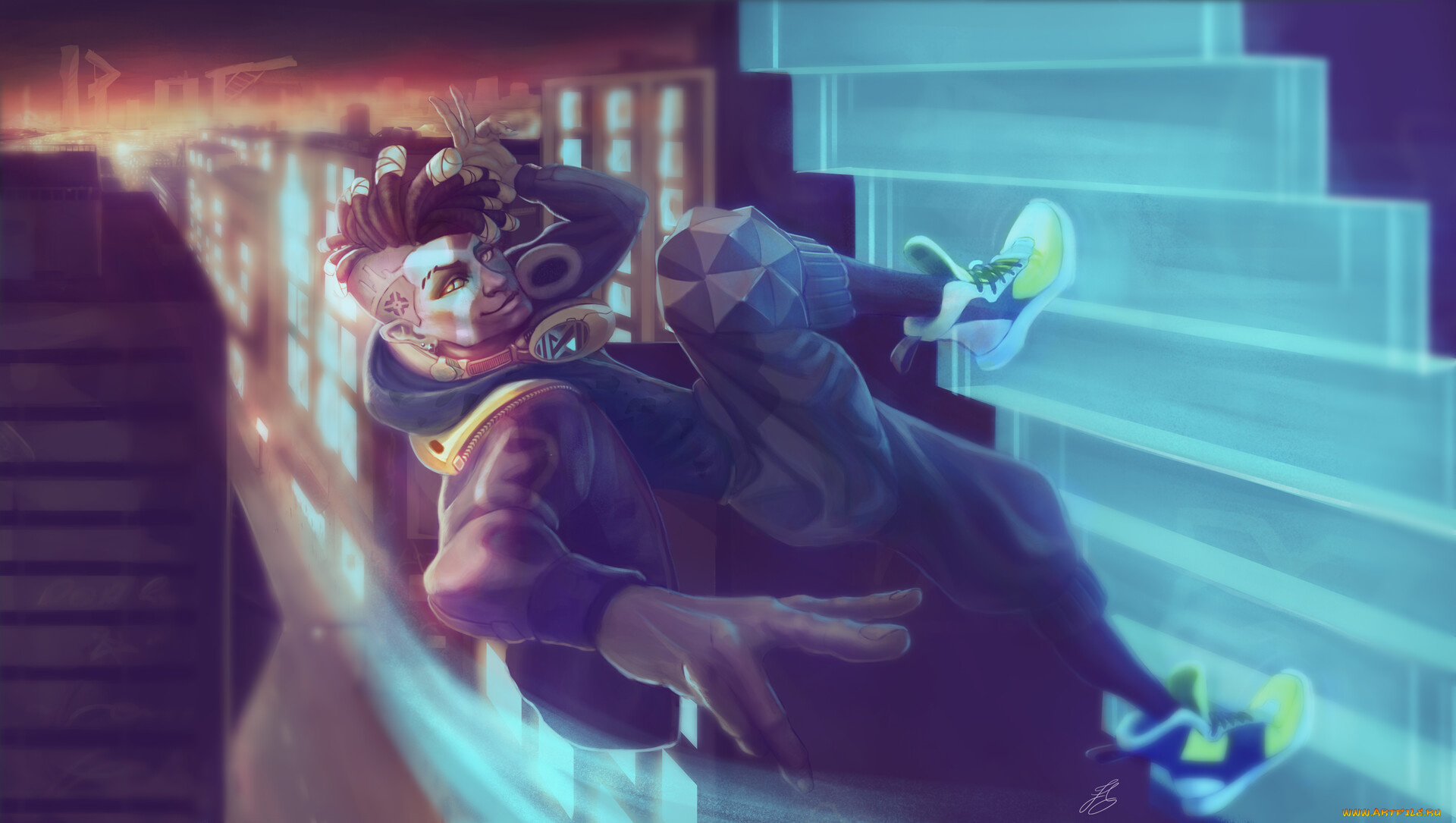 видео, игры, league, of, legends, парень, улица, дома, город, ekko