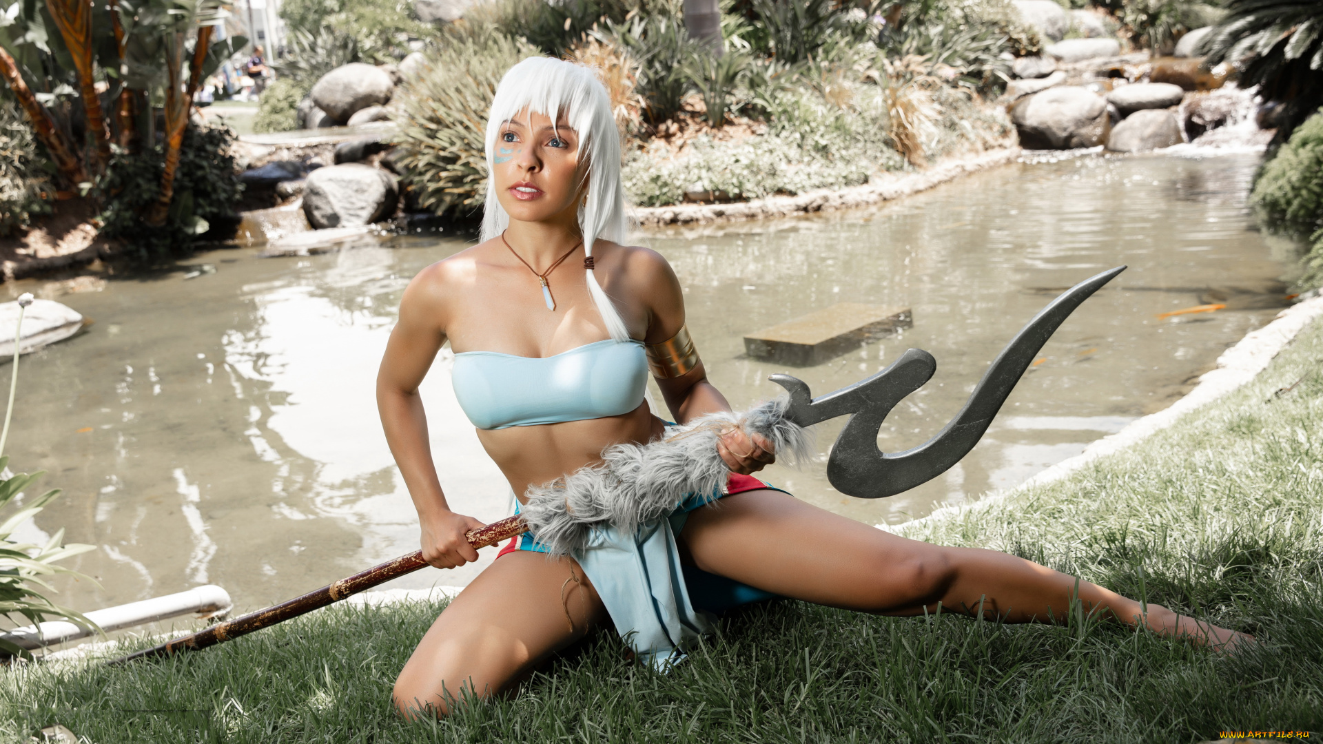 девушки, -, креатив, , косплей, девушка, фон, оружие, речка, briana, utahime