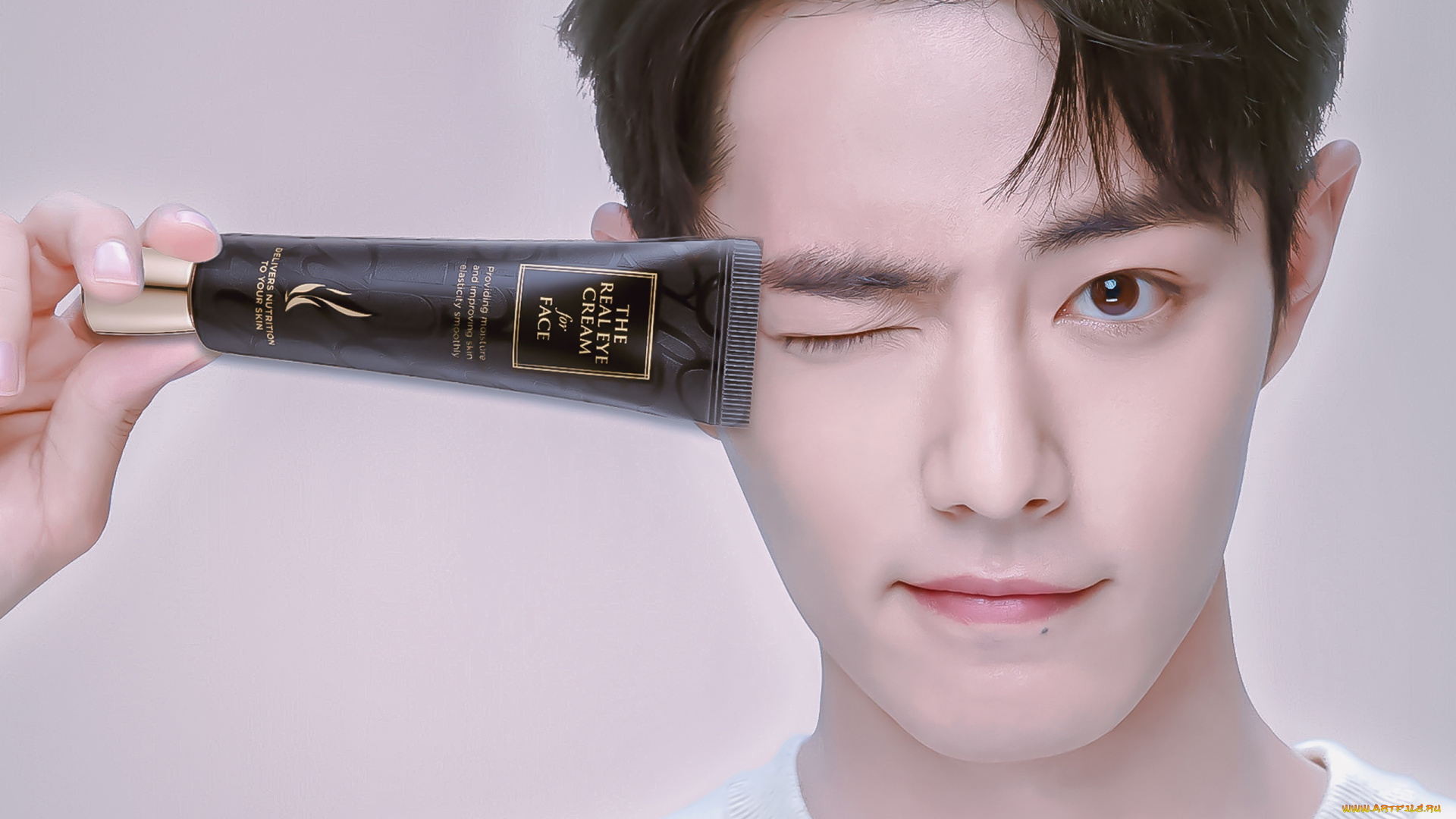 мужчины, xiao, zhan, актер, лицо, крем, тюбик