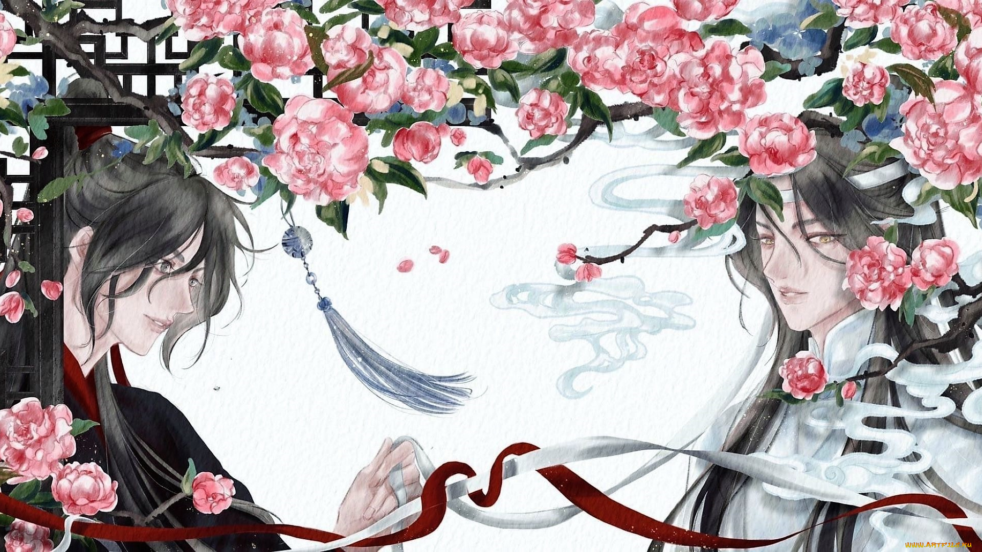 аниме, mo, dao, zu, shi, вэй, усянь, лань, ванцзы, цветы, ленты