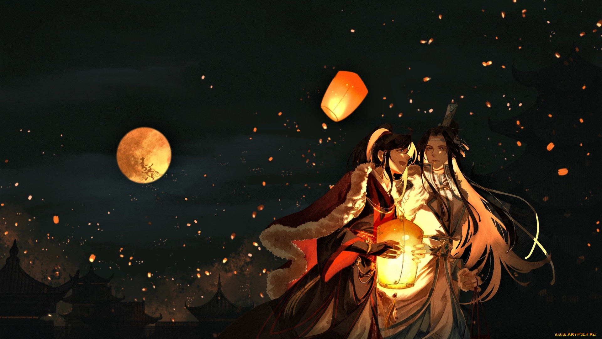 аниме, mo, dao, zu, shi, вэй, усянь, лань, ванцзы, фонари