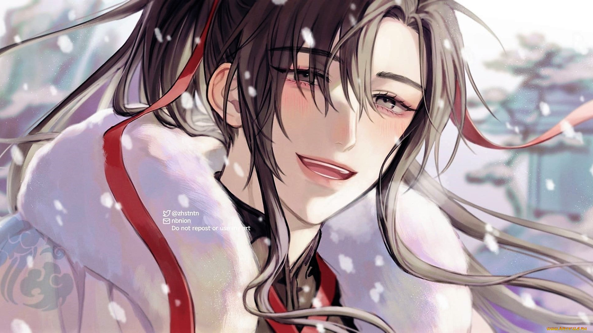 аниме, mo, dao, zu, shi, вэй, усянь, шуба, зима, снег