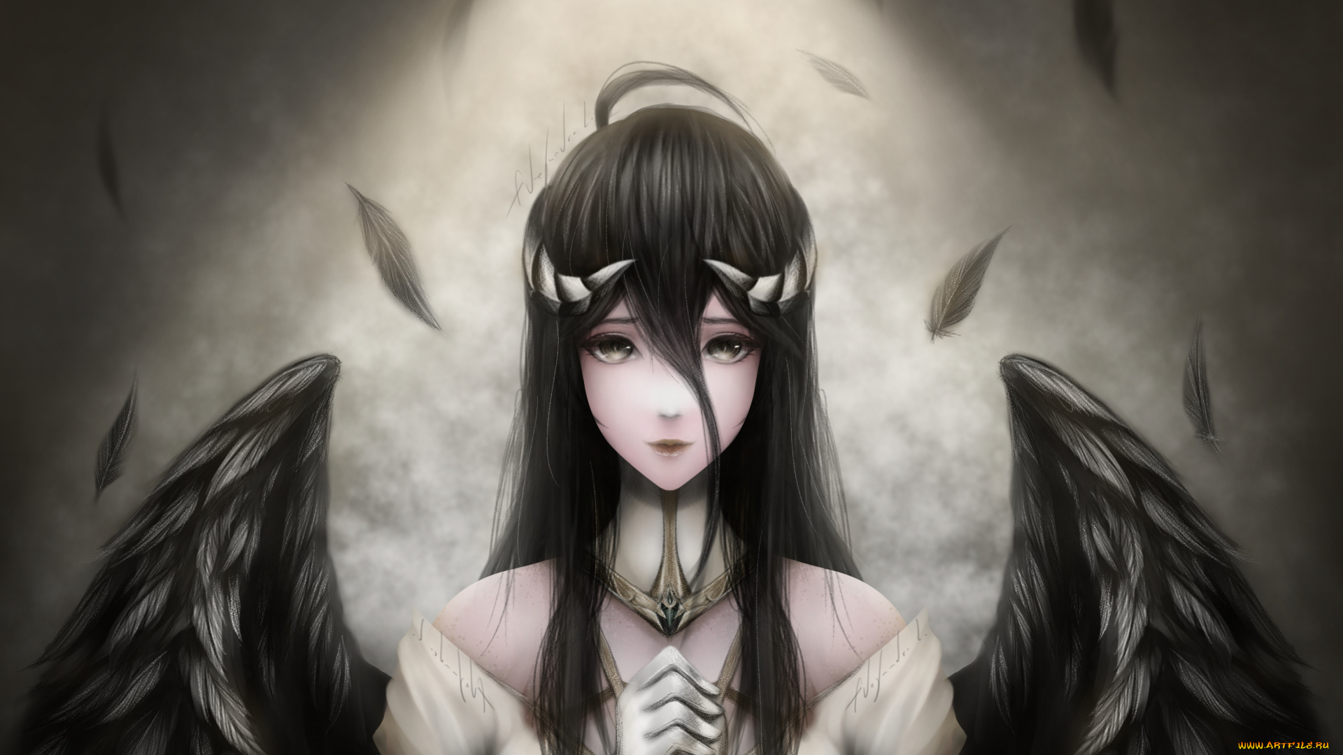 повелитель, аниме, overlord, девушка, демоница, взгляд, крылья, albedo