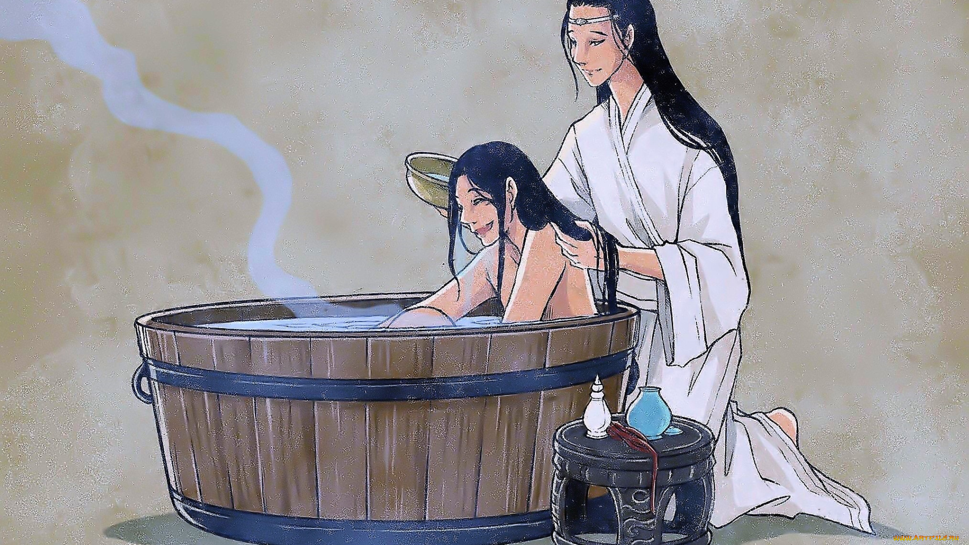 рисованное, кино, , мультфильмы, лань, ванцзы, вэй, усянь, бочка, купание