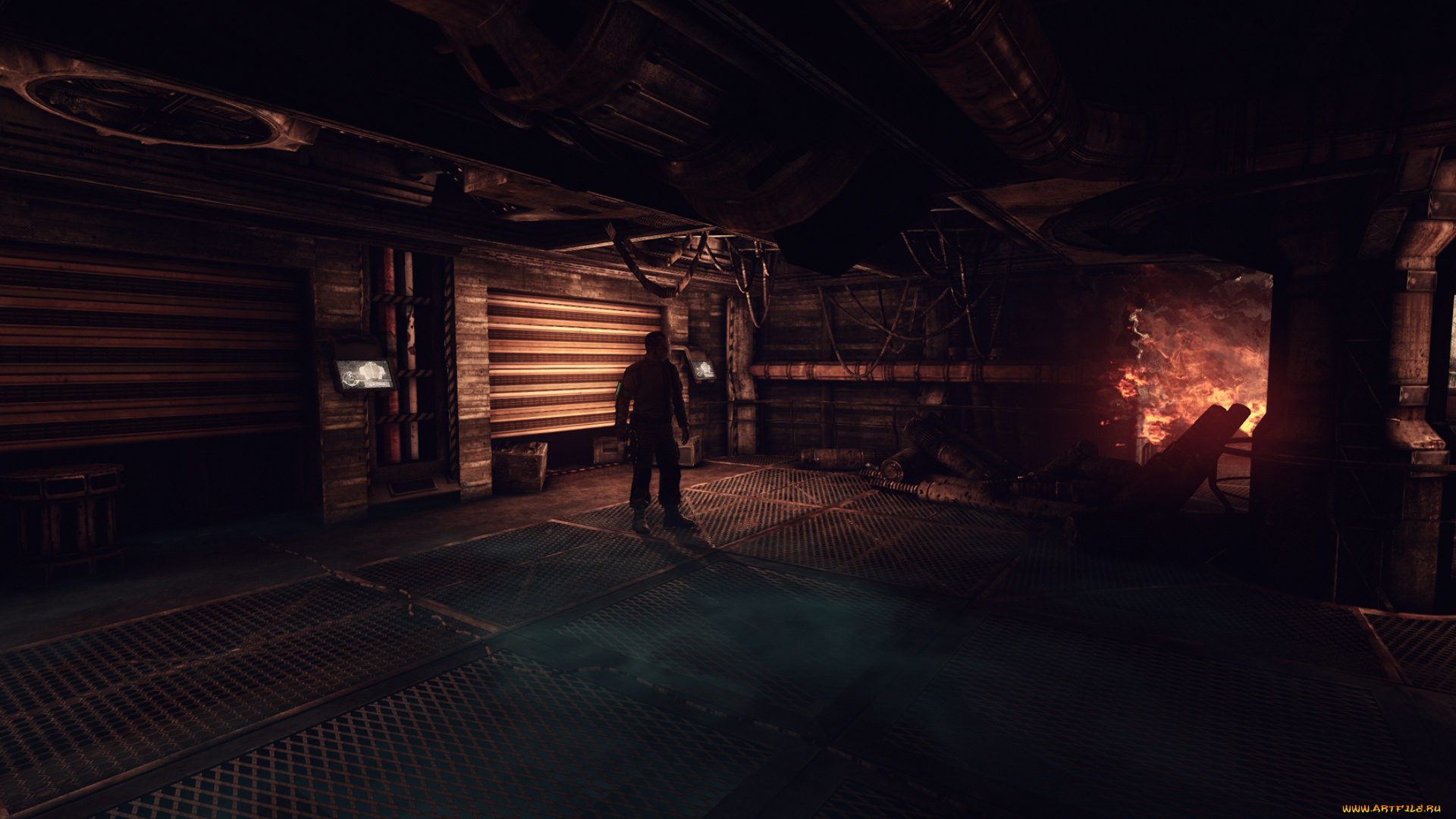 видео, игры, afterfall, , insanity, человек, помещение, трубы, огонь