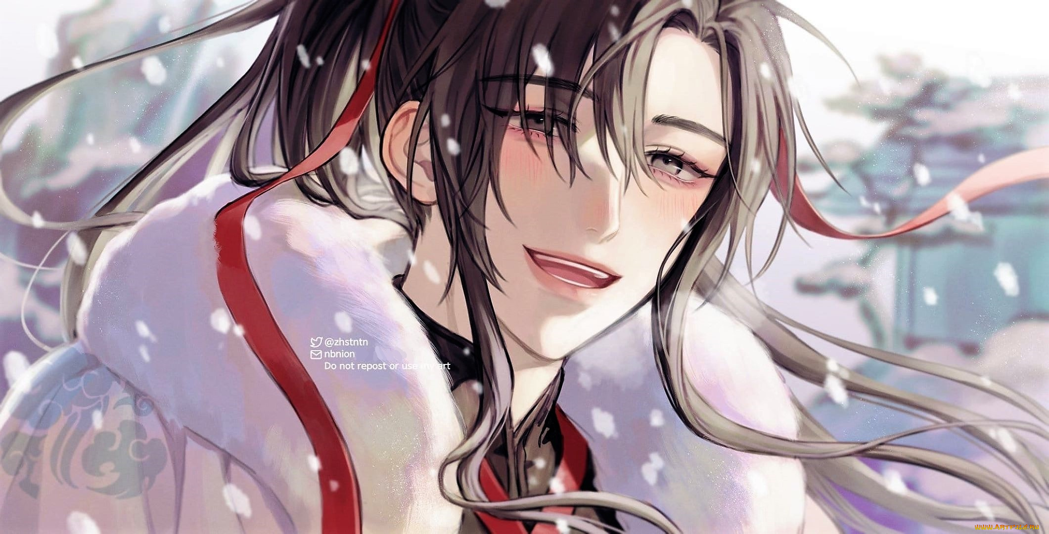 аниме, mo, dao, zu, shi, вэй, усянь, шуба, зима, снег