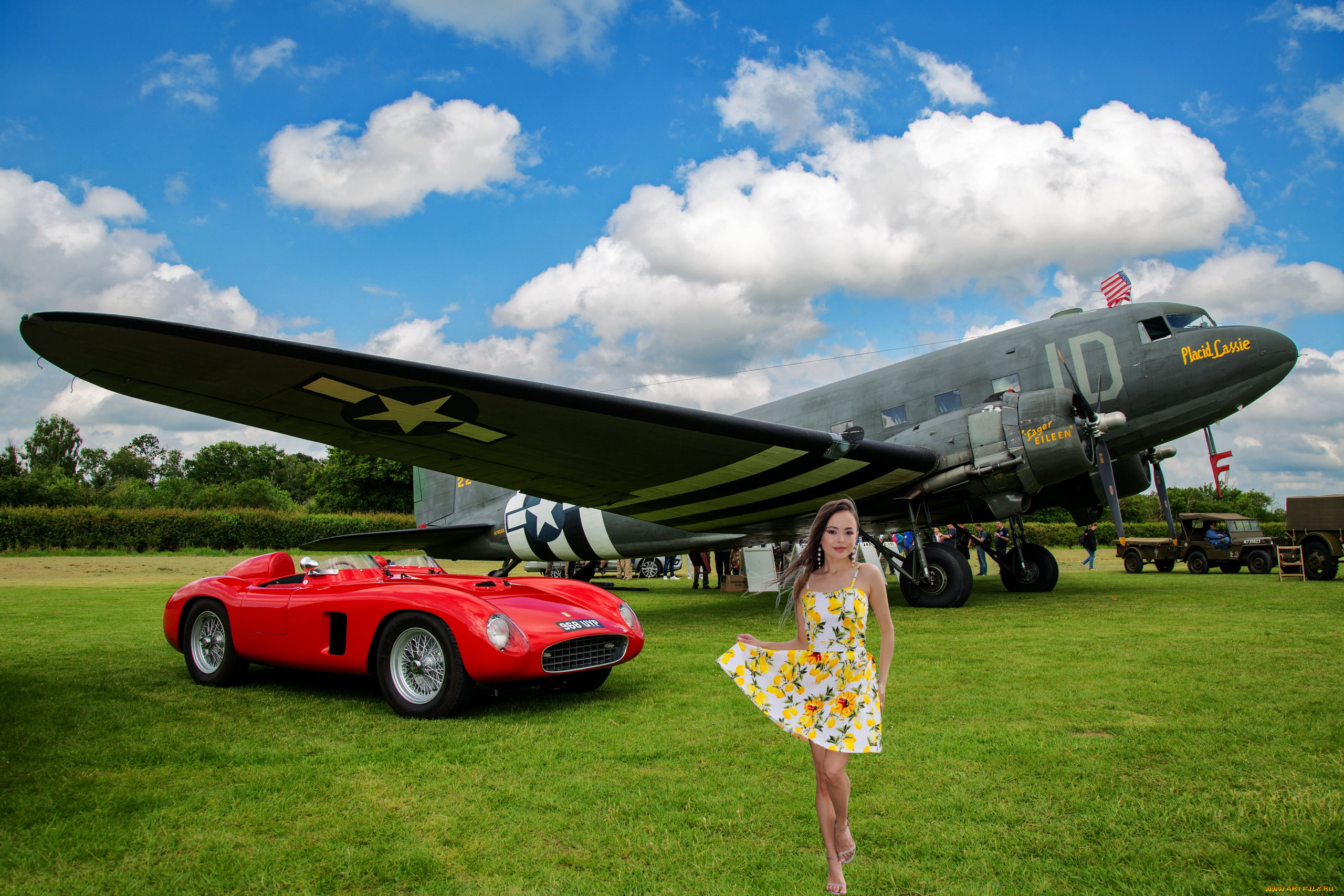 девушки, li, moon, автомобиль, самолет, азиатка