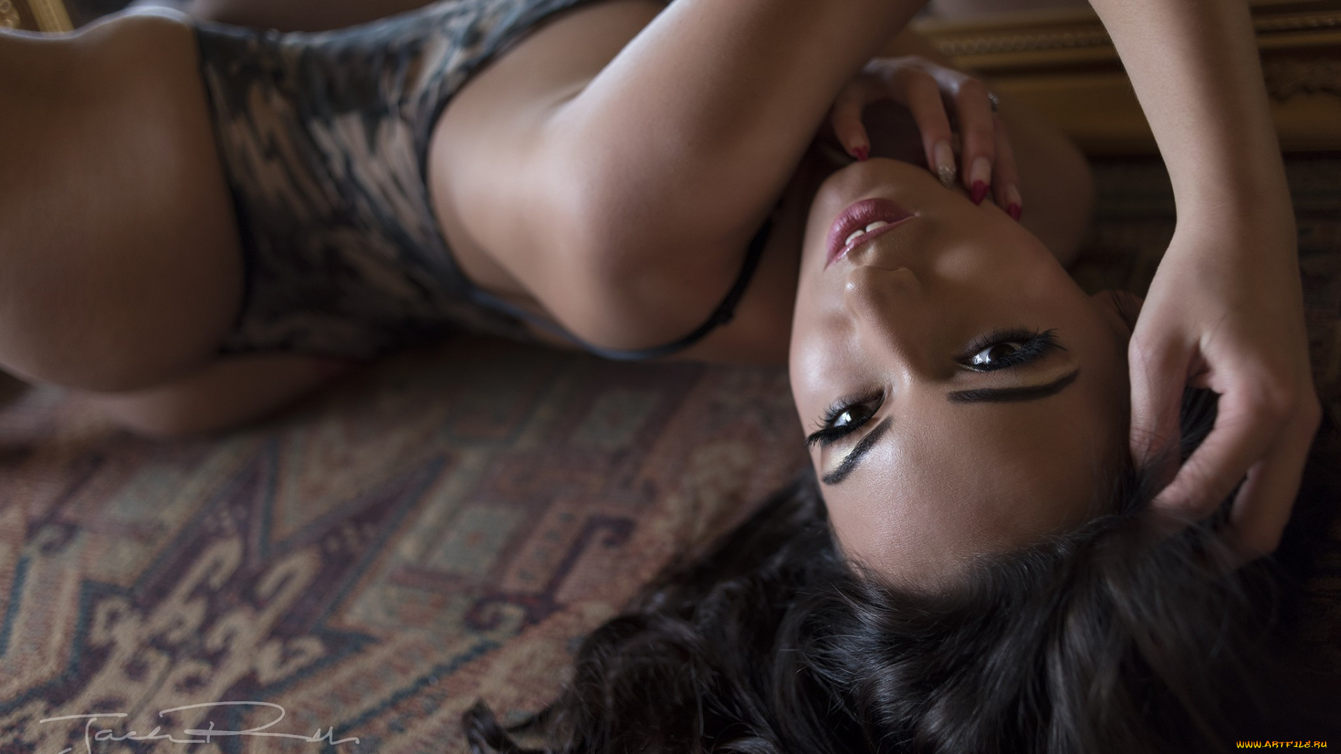 девушки, -, брюнетки, , шатенки, девушка, позирует, jack, russell