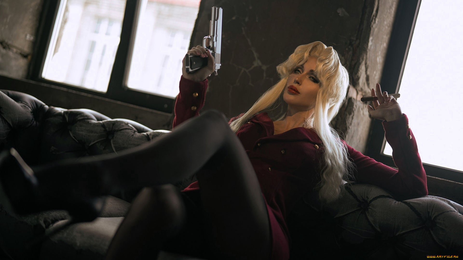 девушки, valery, himera, , lera, himera, образ, косплей, наряд, пистолет, диван