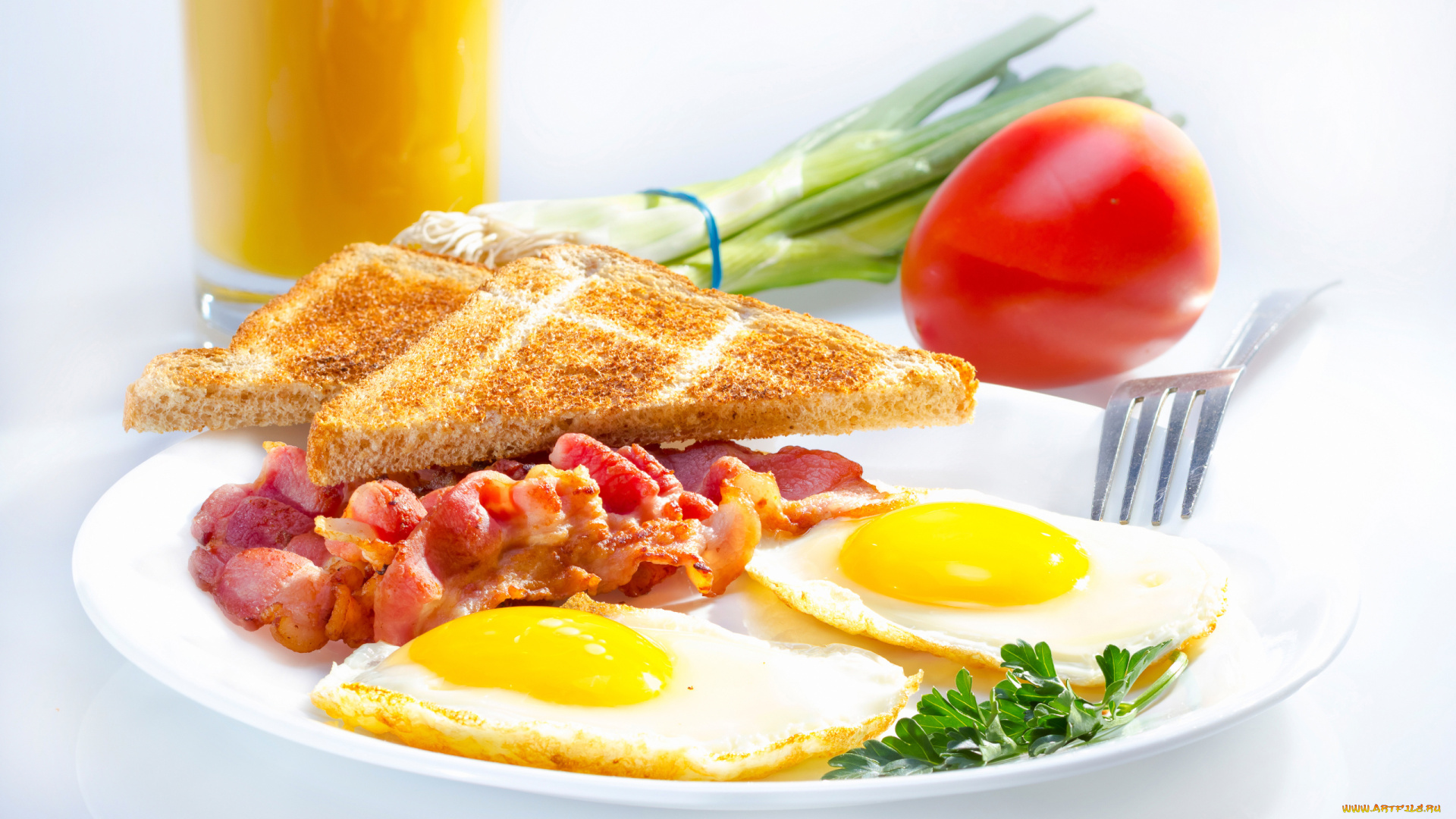 еда, яичные, блюда, яичница, глазунья, бекон, тосты
