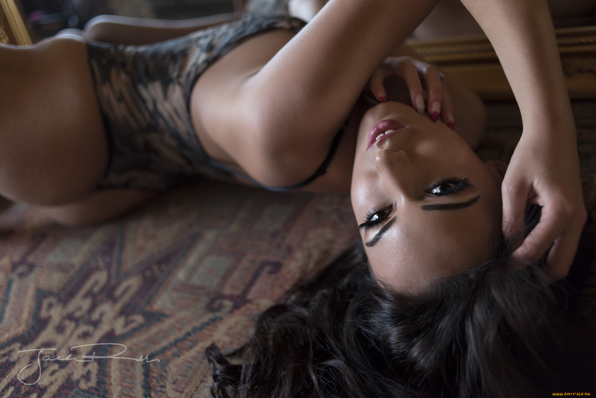 девушки, -, брюнетки, , шатенки, девушка, позирует, jack, russell