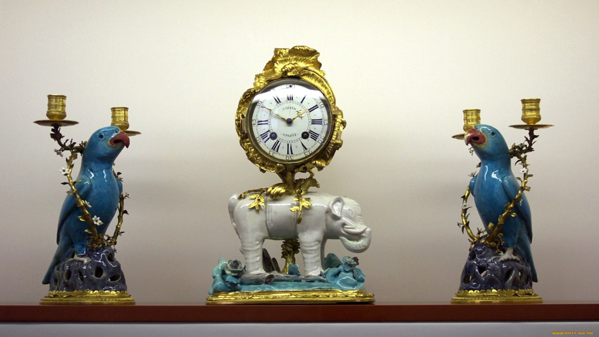 разное, Часы, часовые, механизмы, подсвечники, попугаи, слон