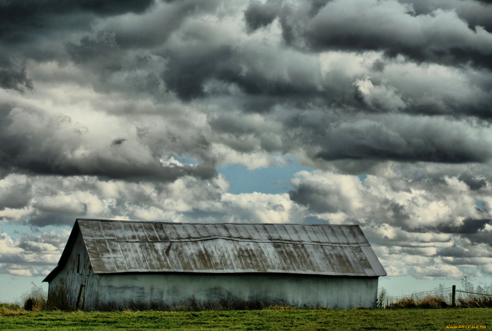 разное, сооружения, постройки, облака, сарай