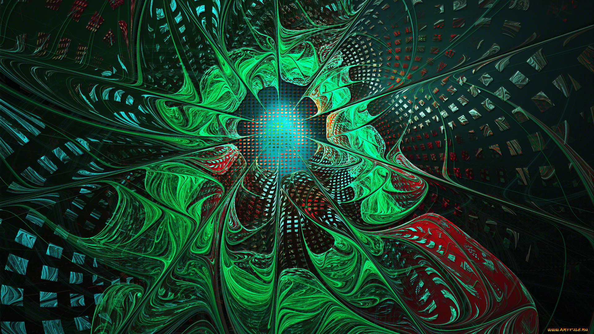 autumnal, solstice, 3д, графика, fractal, фракталы, зеленый, фон, узор