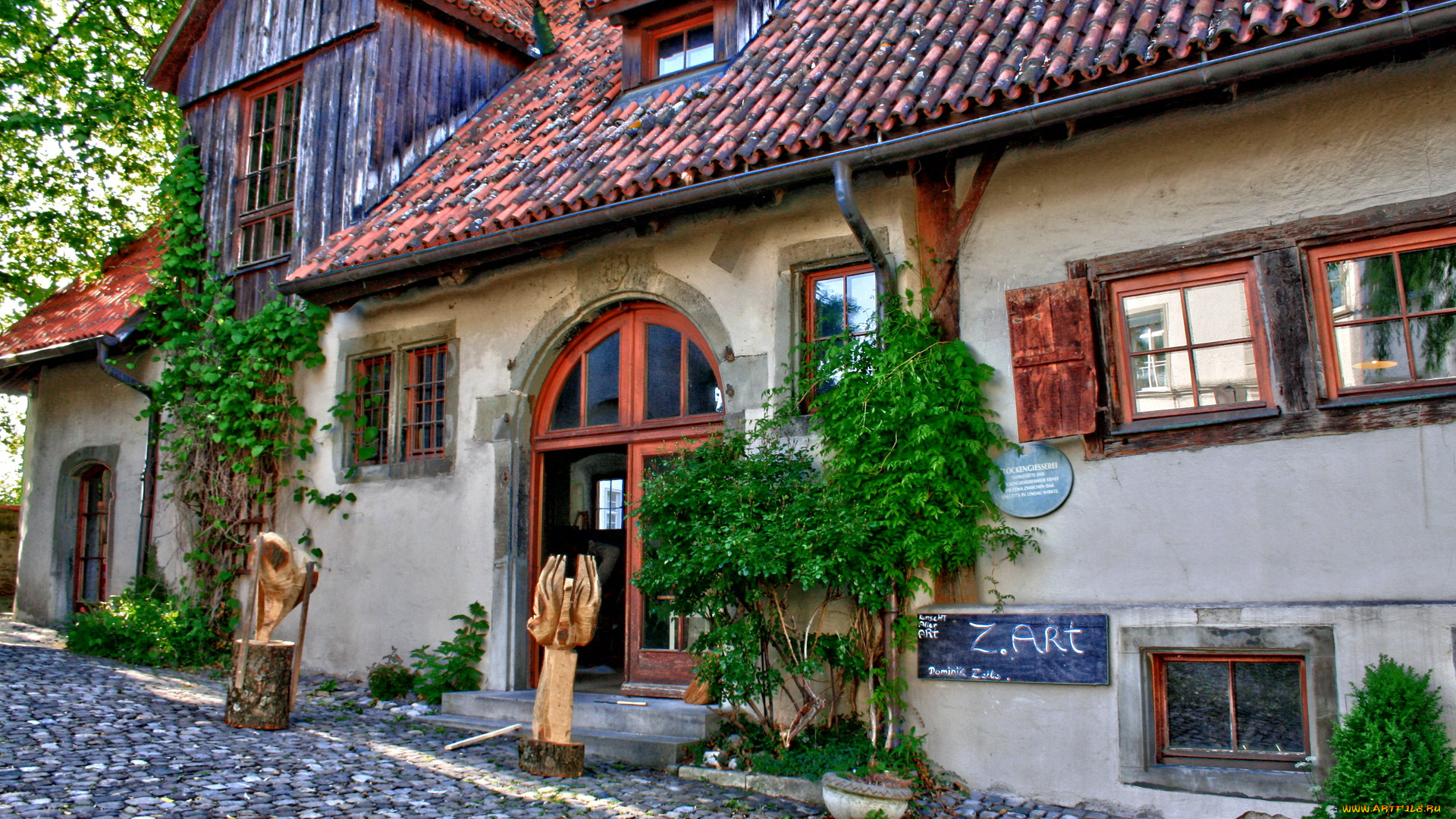 германия, бавария, линдау, города, здания, дома, цветы, дом