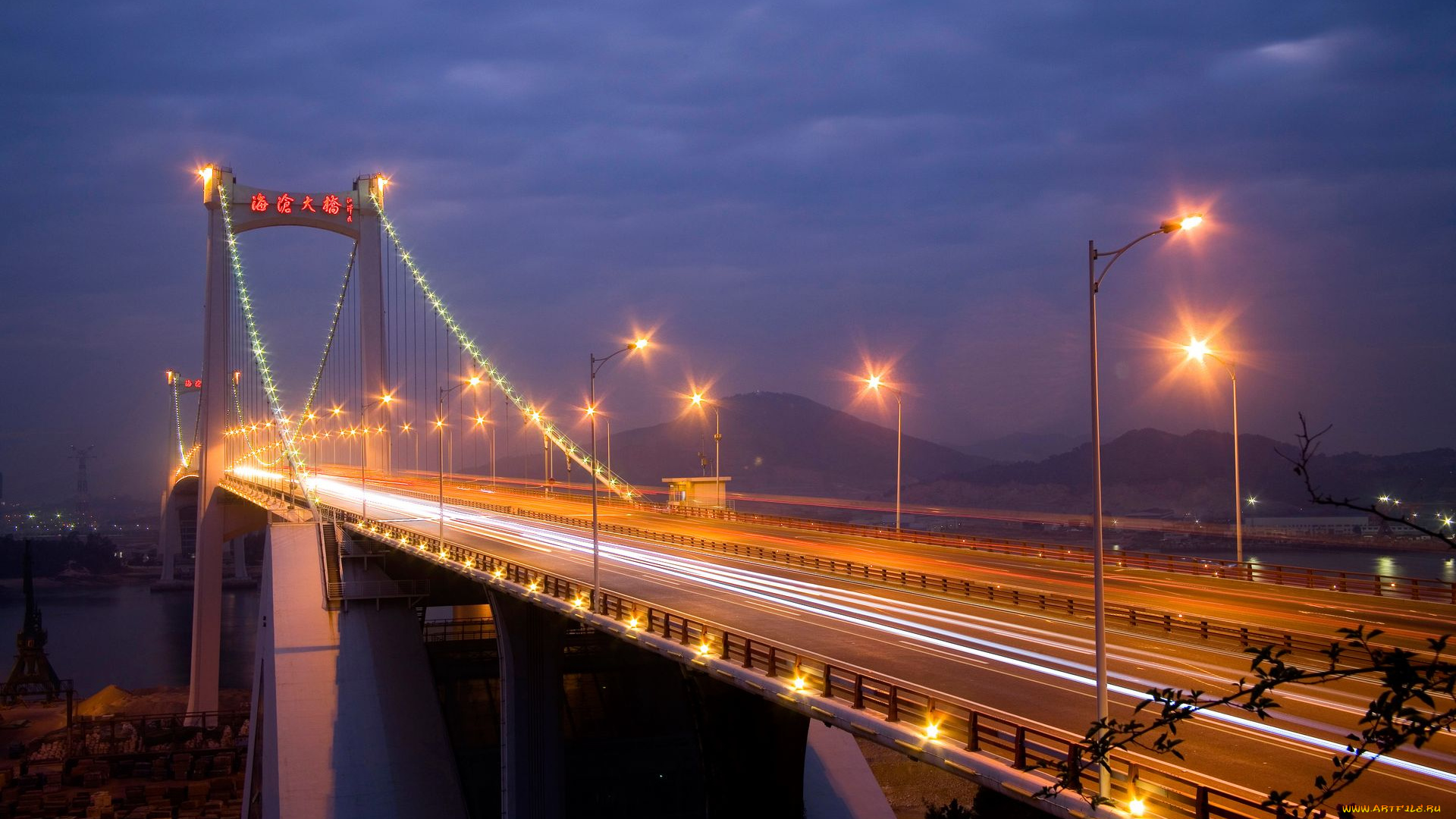 города, мосты, мост, освещение