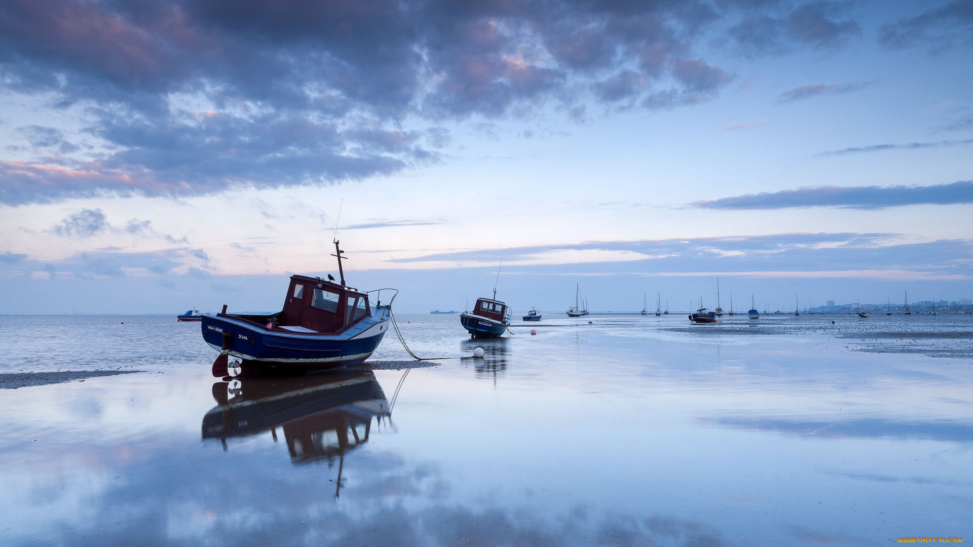 корабли, баркасы, буксиры, море