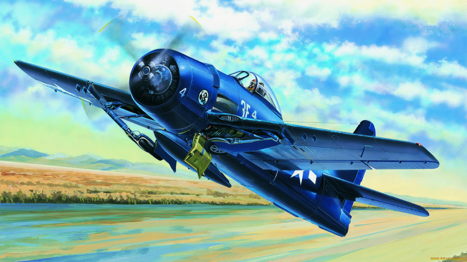 рисованные, авиация, f8f1, bearcat, самолёт
