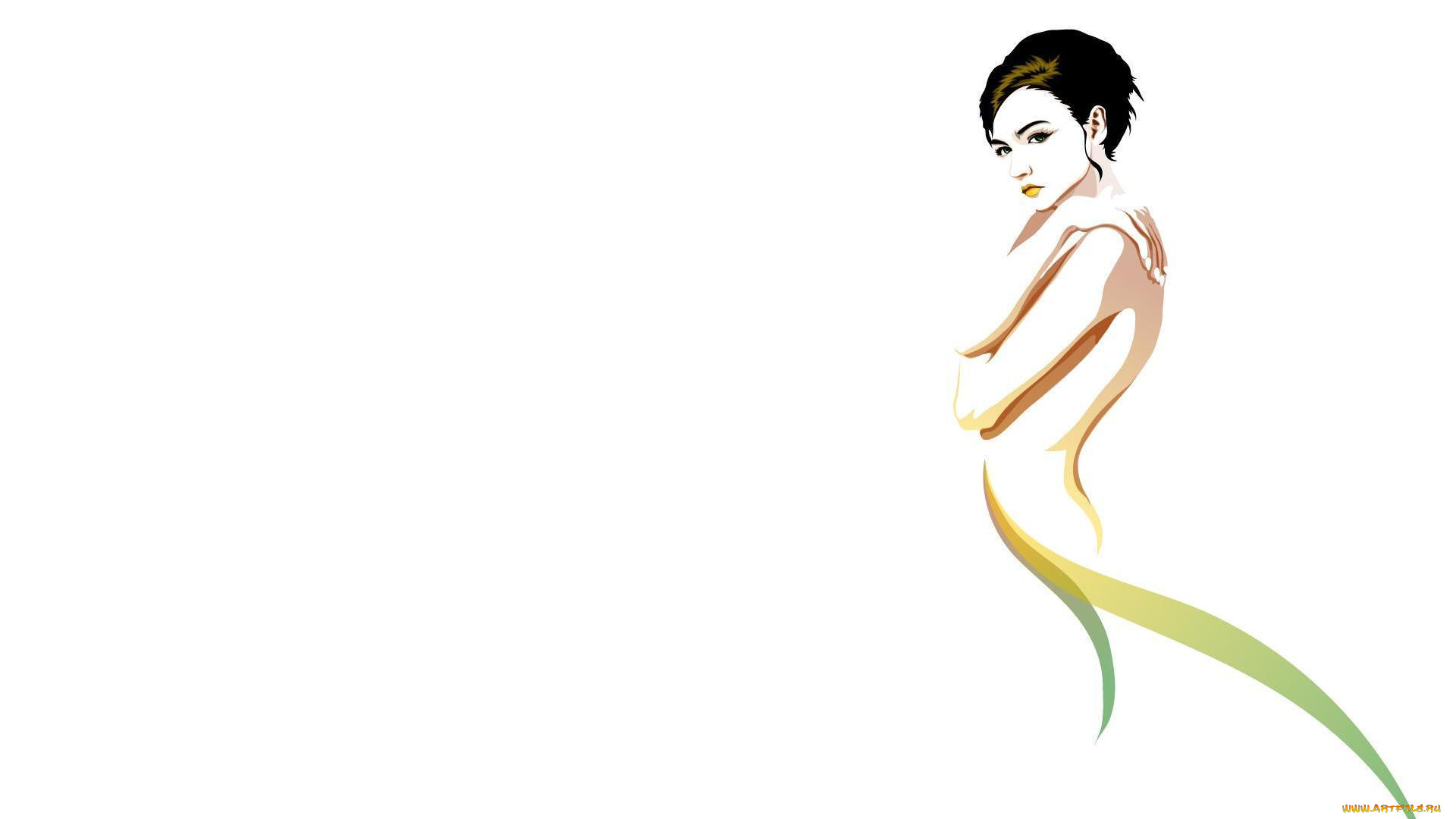 рисованные, минимализм, девушка