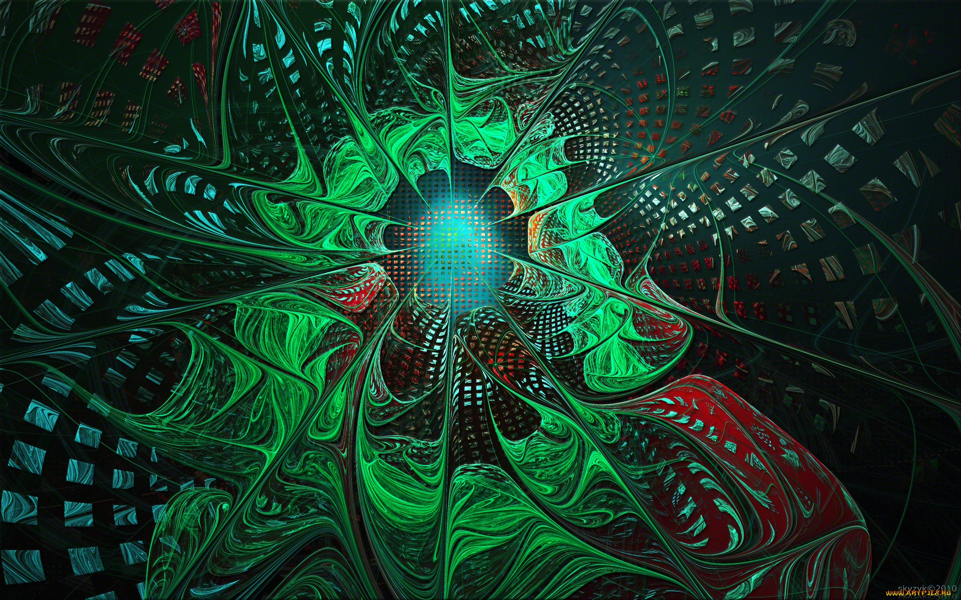 autumnal, solstice, 3д, графика, fractal, фракталы, зеленый, фон, узор