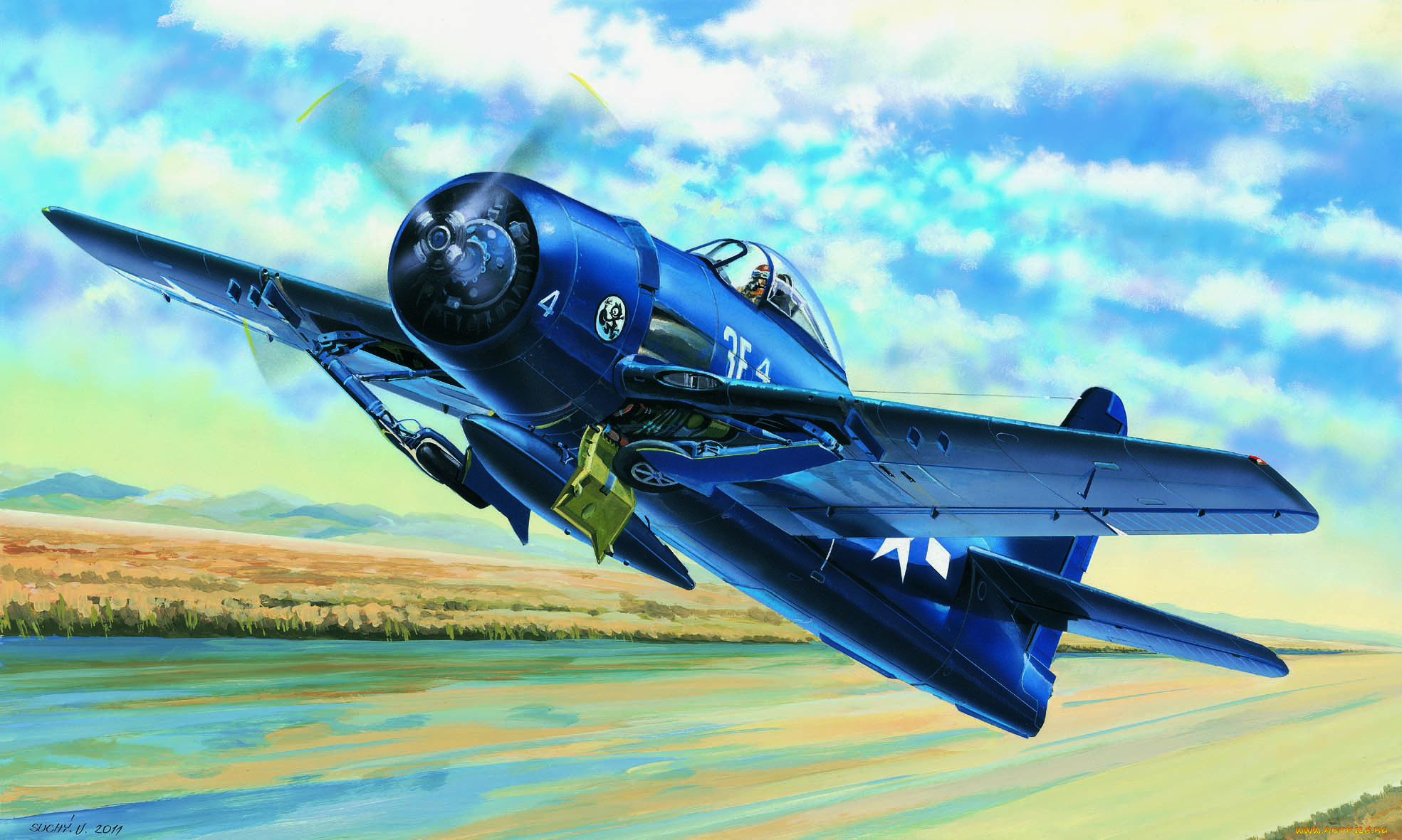 рисованные, авиация, f8f1, bearcat, самолёт