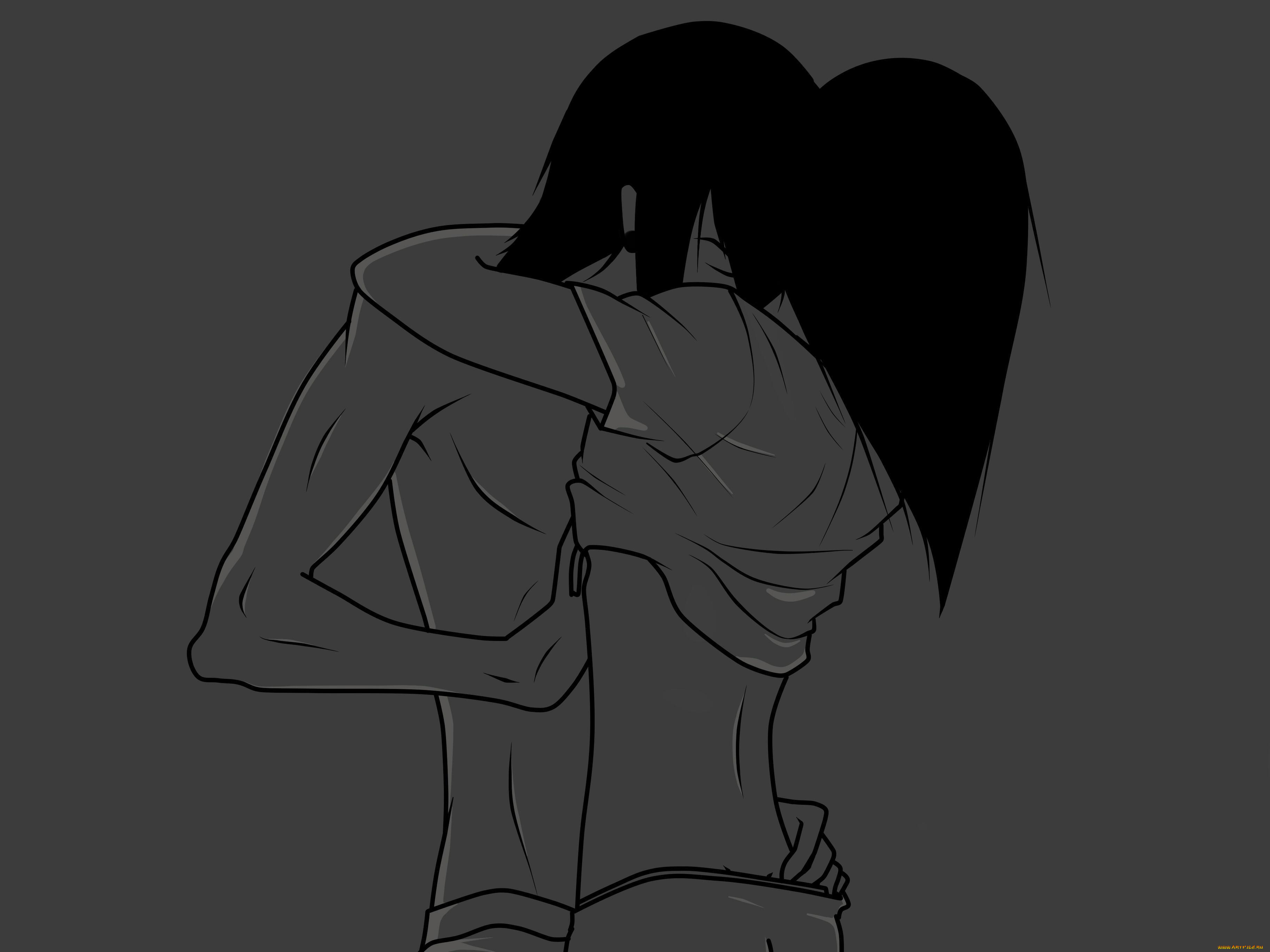 рисованные, минимализм, поцелуй