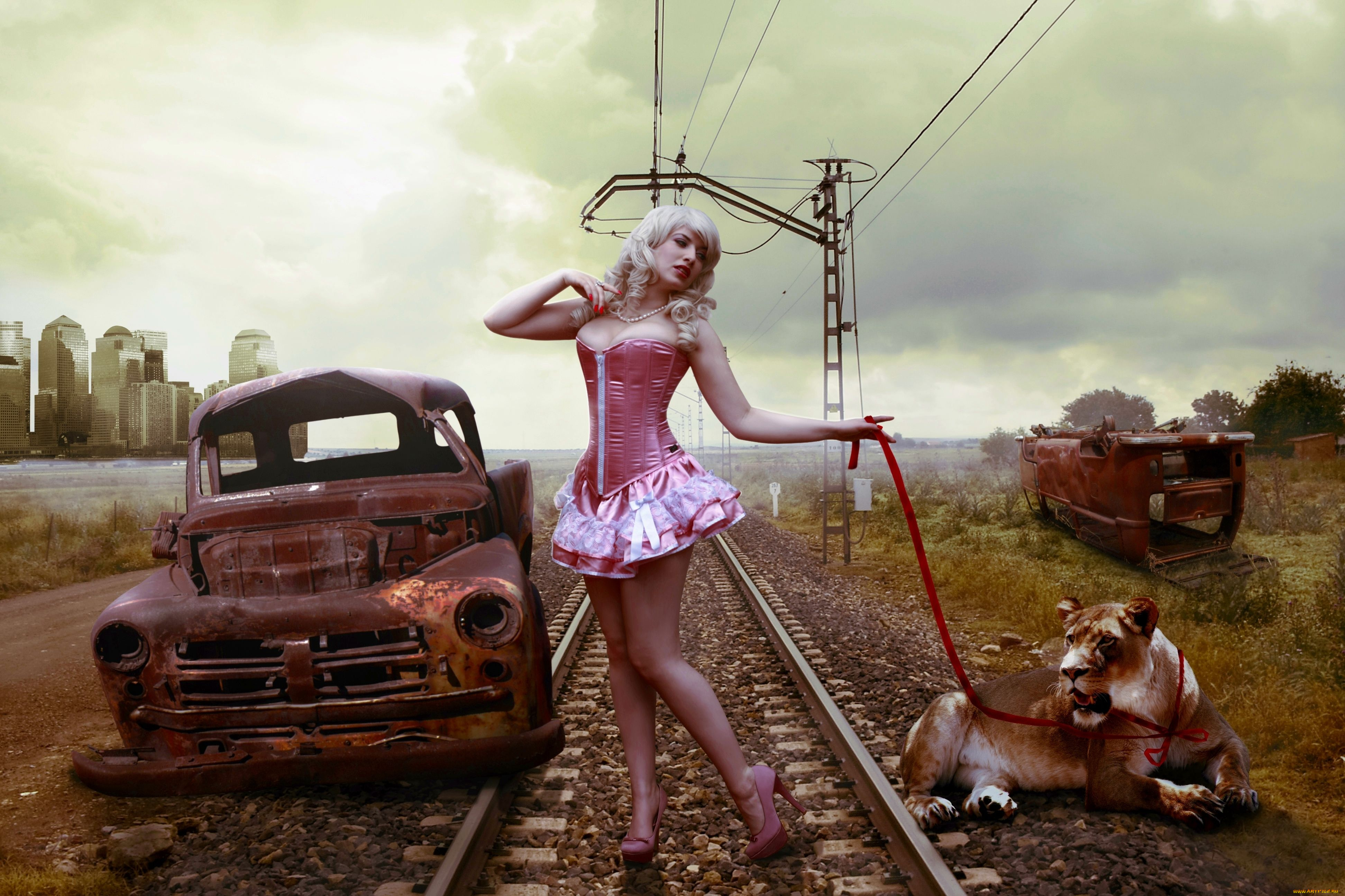 разное, компьютерный, дизайн, девушка, лев, железная, дорога, авто, рельсы